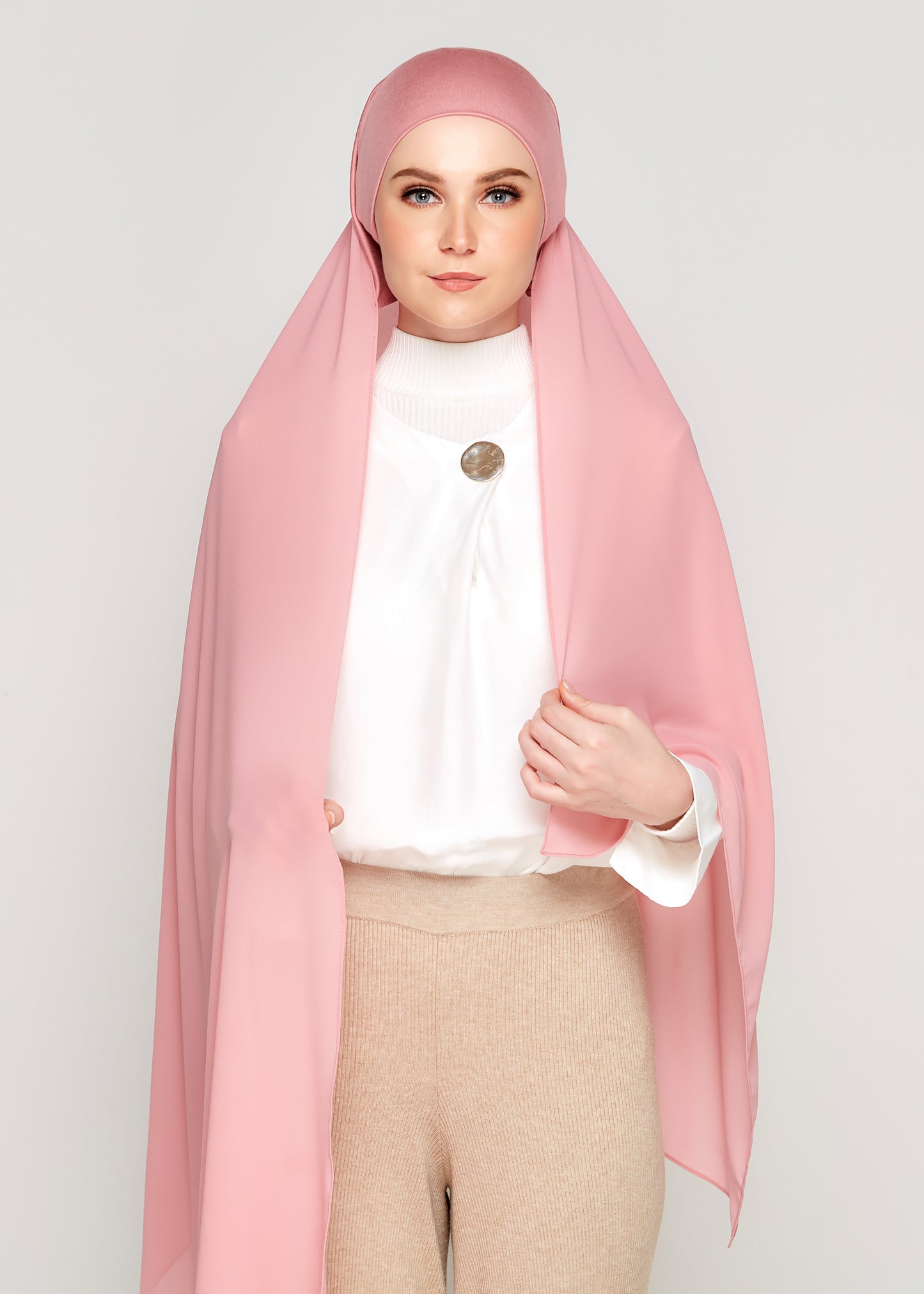 Tie-Back Chiffon Gabana in Bubblegum Pink