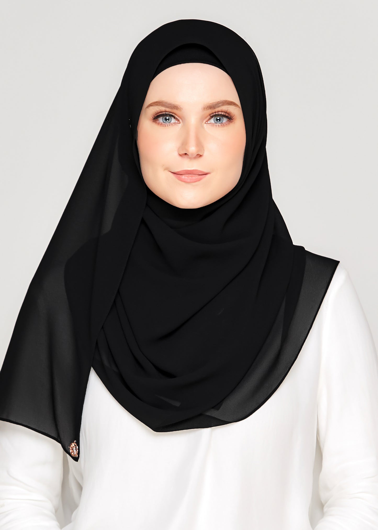 Tie-Back Chiffon Gabana in Coal Black