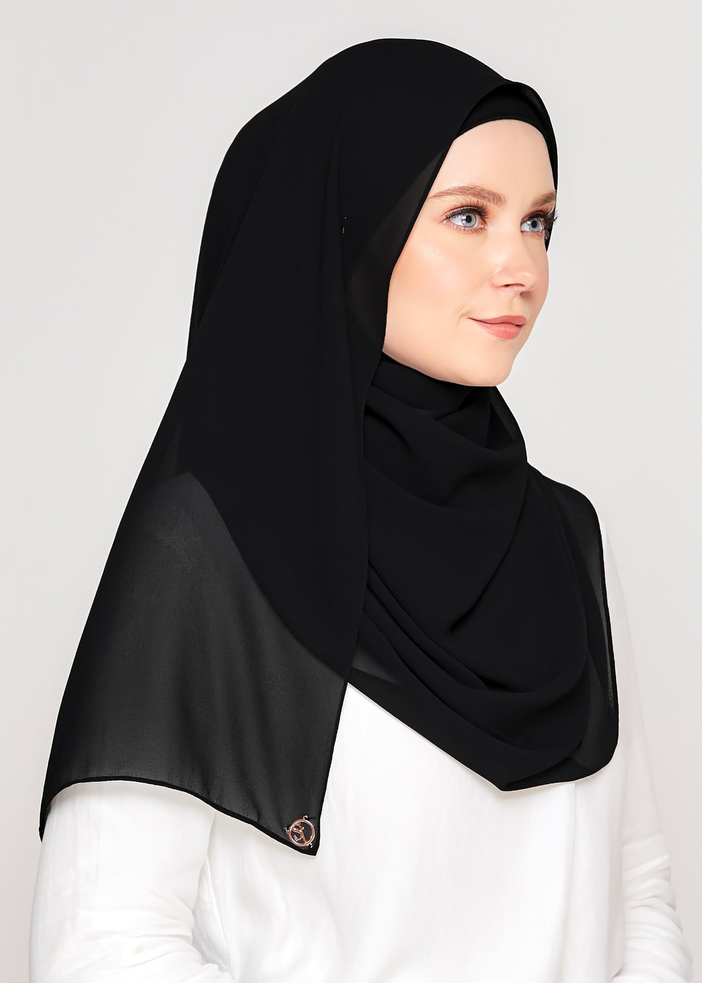 Tie-Back Chiffon Gabana in Coal Black