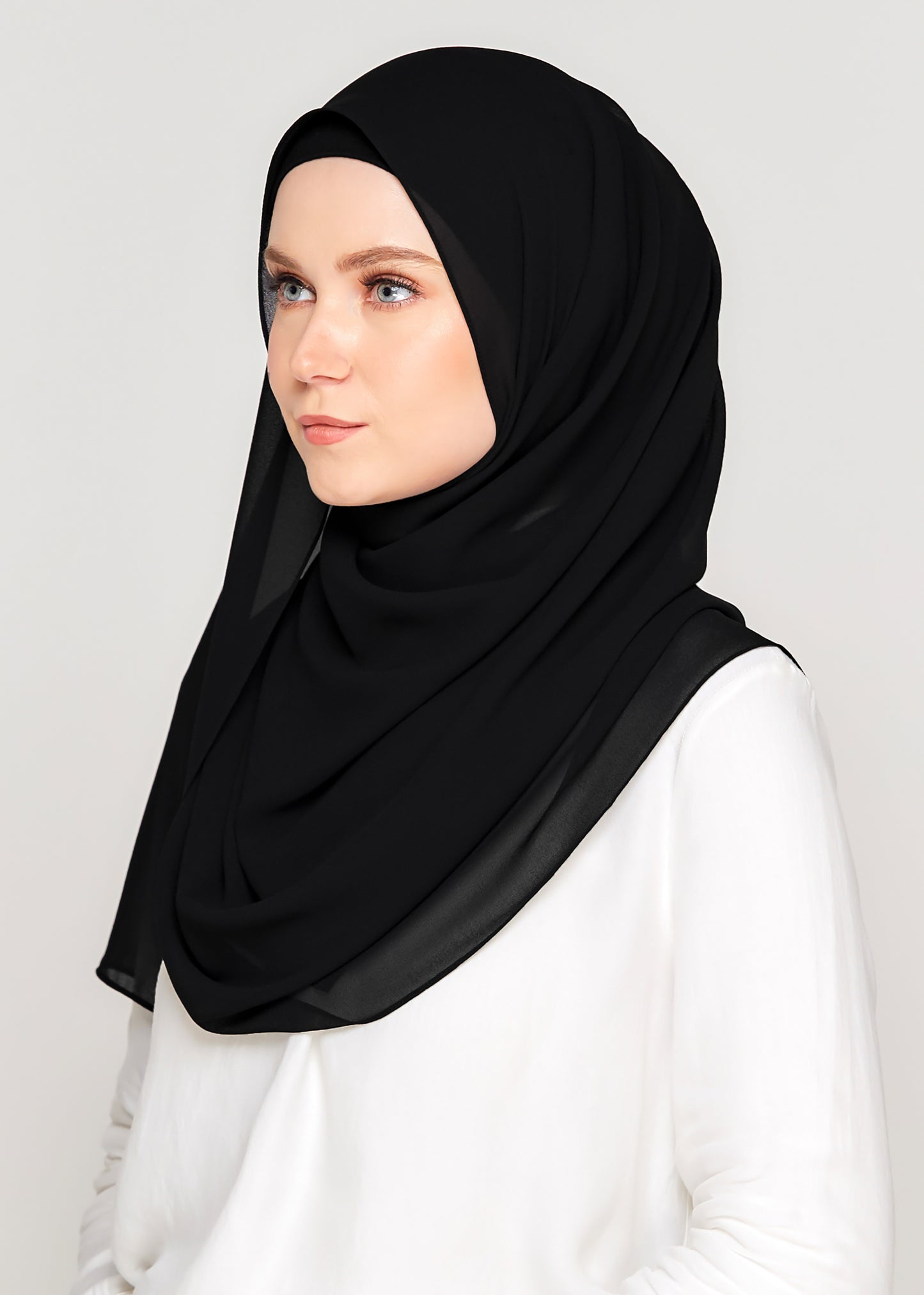 Tie-Back Chiffon Gabana in Coal Black