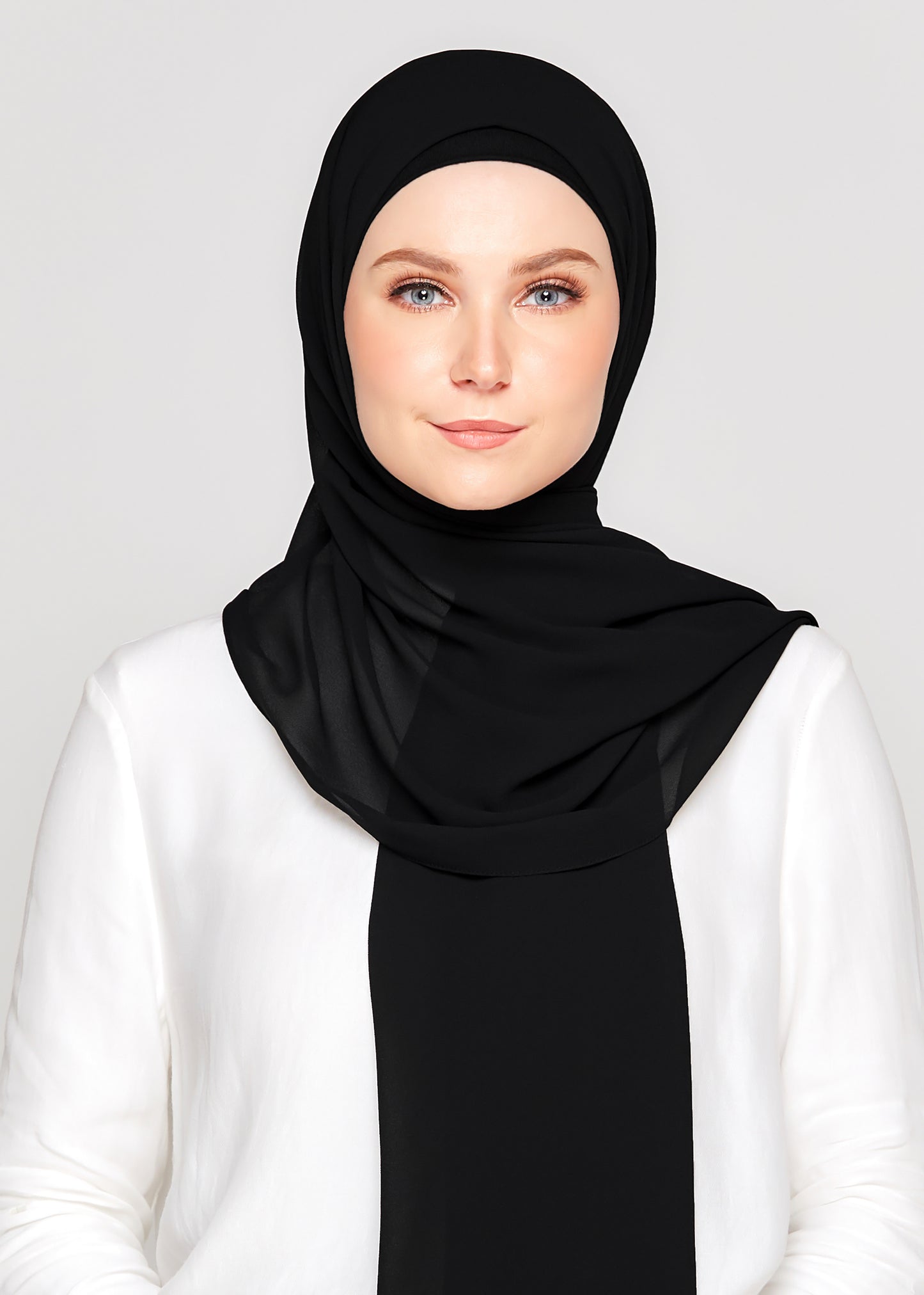Tie-Back Chiffon Gabana in Coal Black