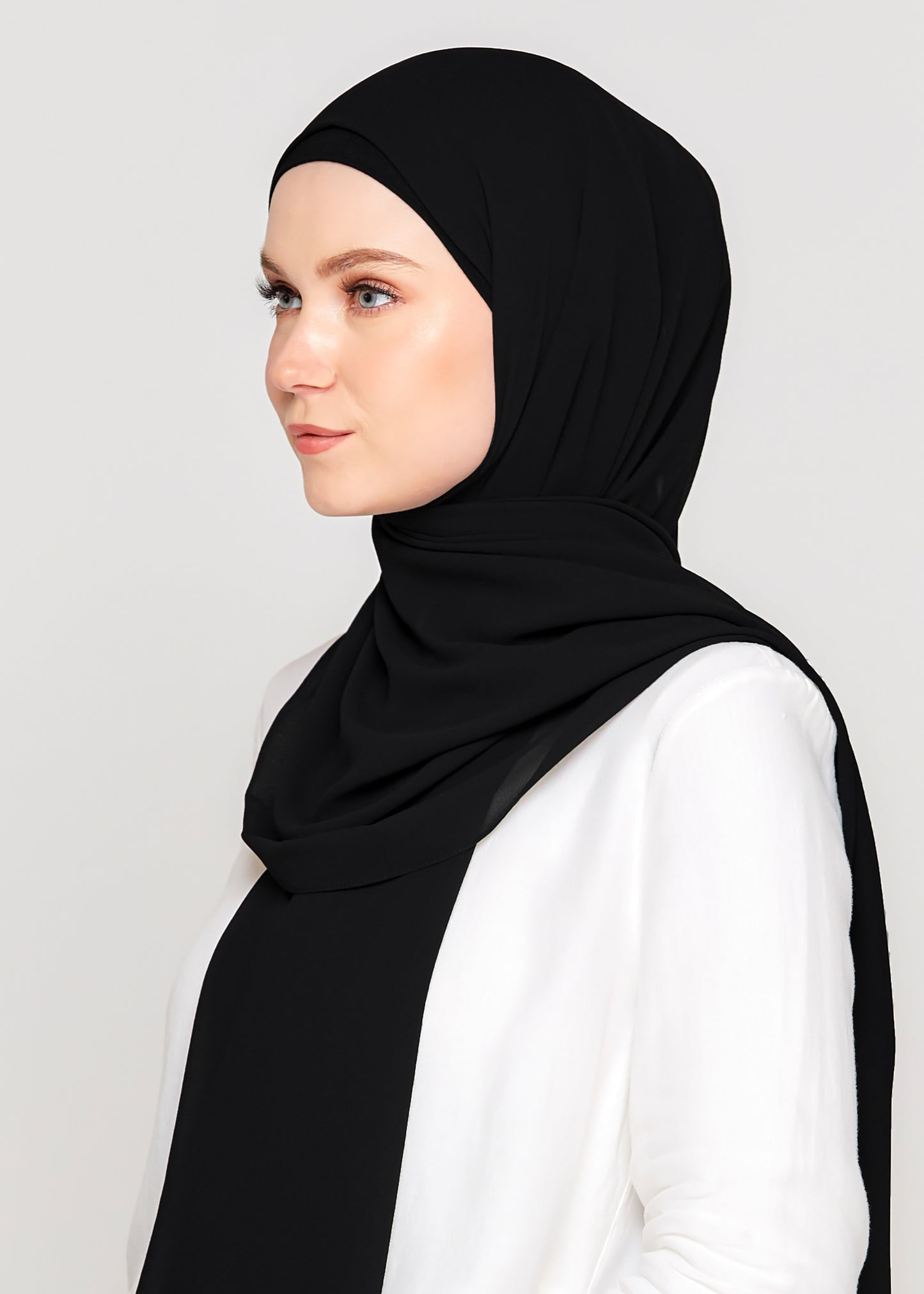 Tie-Back Chiffon Gabana in Coal Black