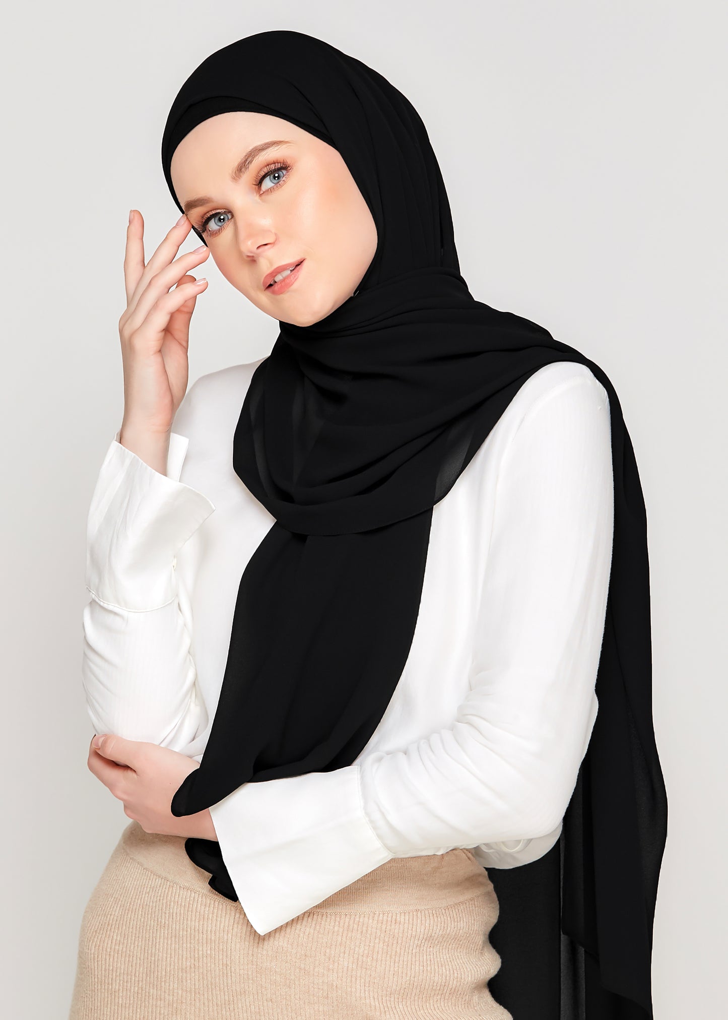 Tie-Back Chiffon Gabana in Coal Black