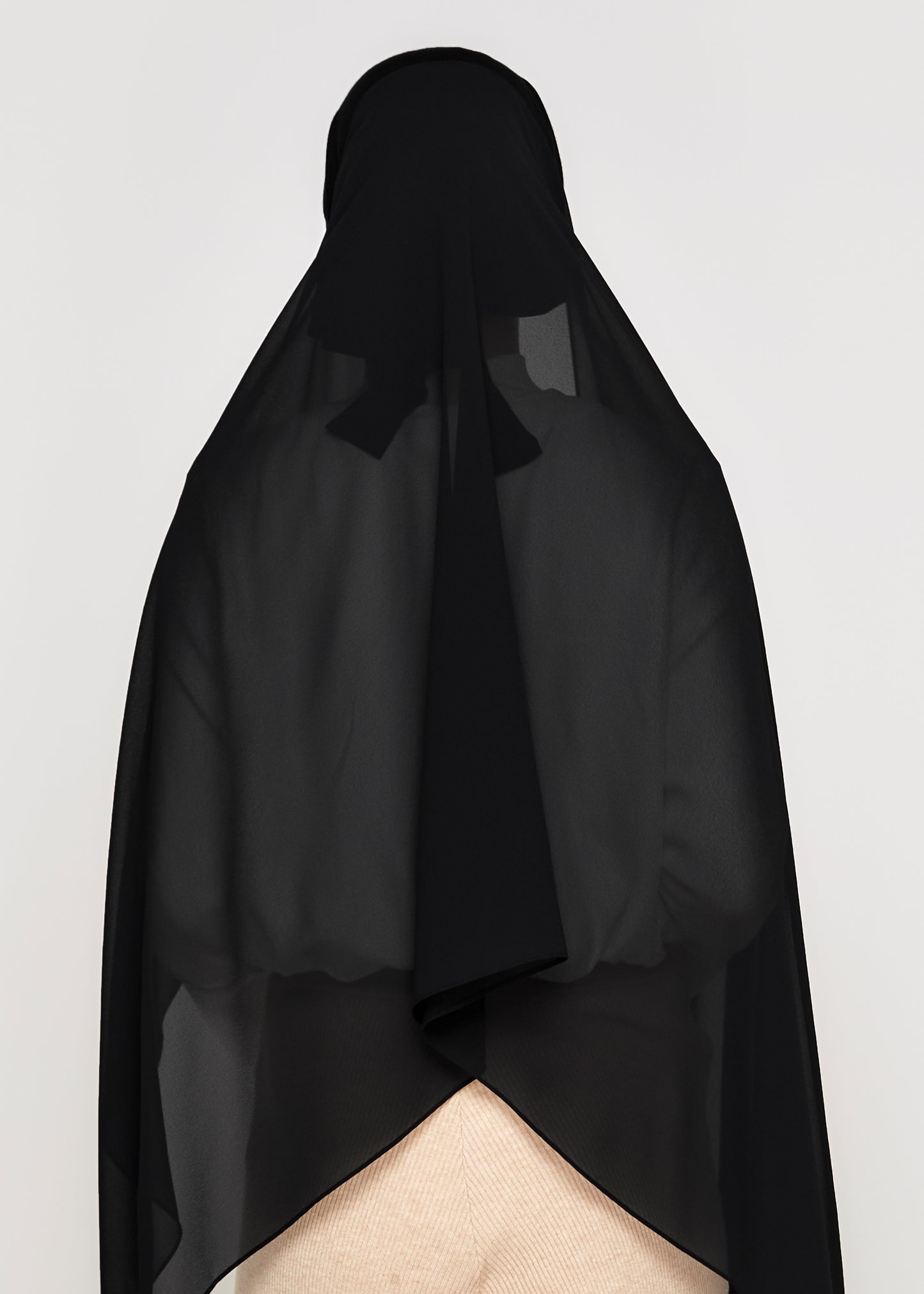 Tie-Back Chiffon Gabana in Coal Black