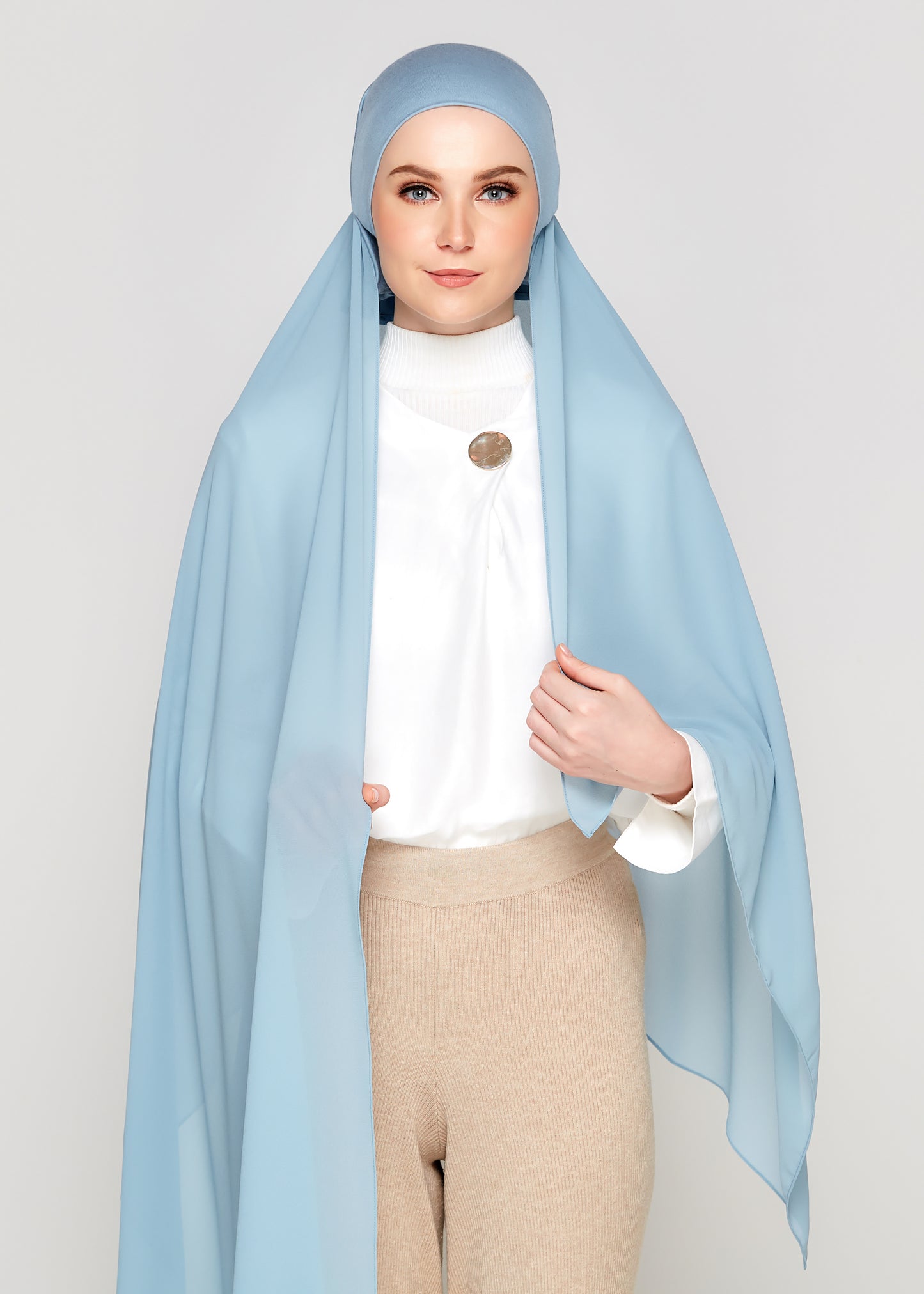 Tie-Back Chiffon Gabana in Maya Blue