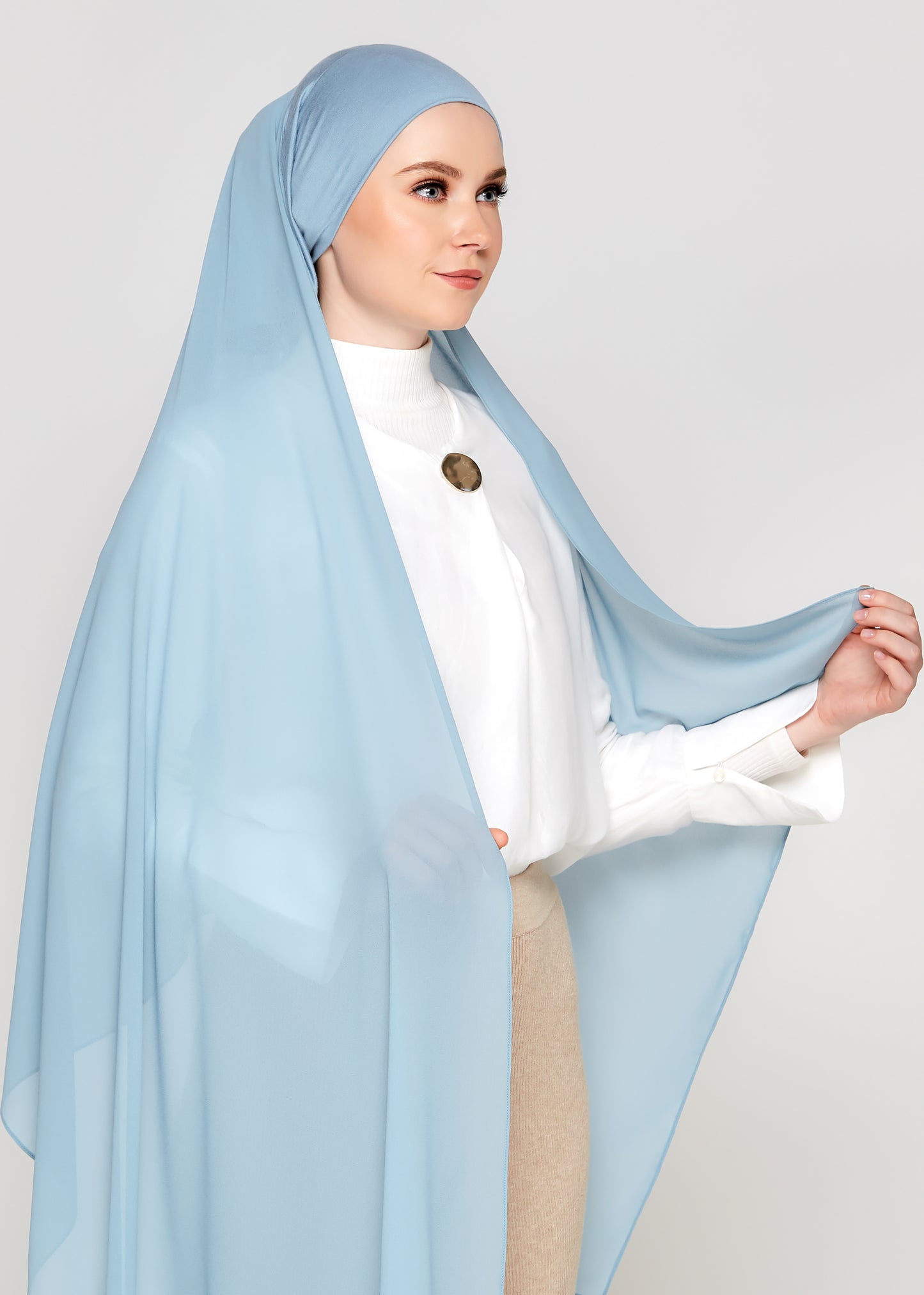 Tie-Back Chiffon Gabana in Maya Blue