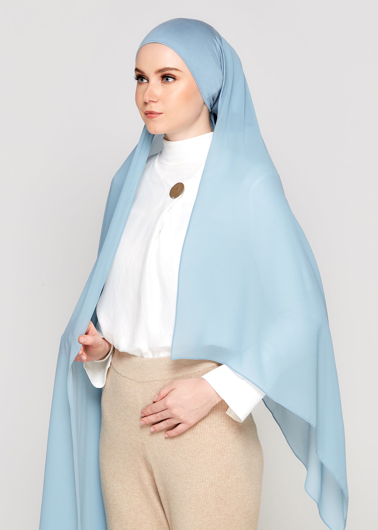 Tie-Back Chiffon Gabana in Maya Blue