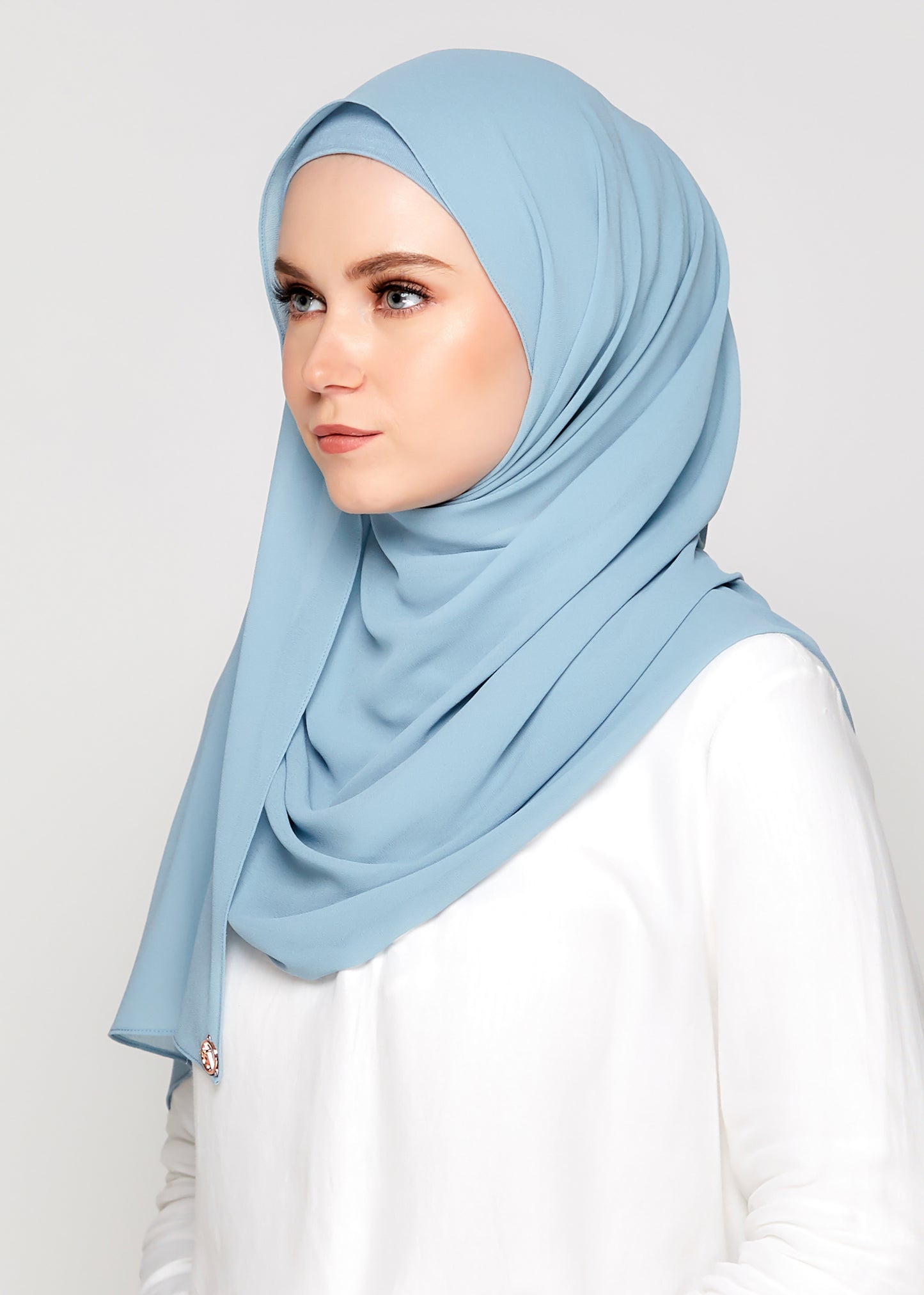 Tie-Back Chiffon Gabana in Maya Blue