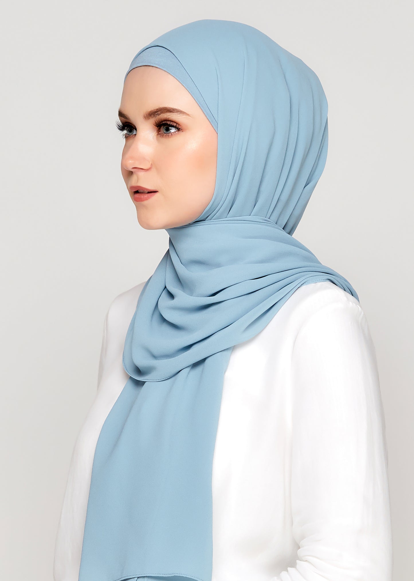 Tie-Back Chiffon Gabana in Maya Blue