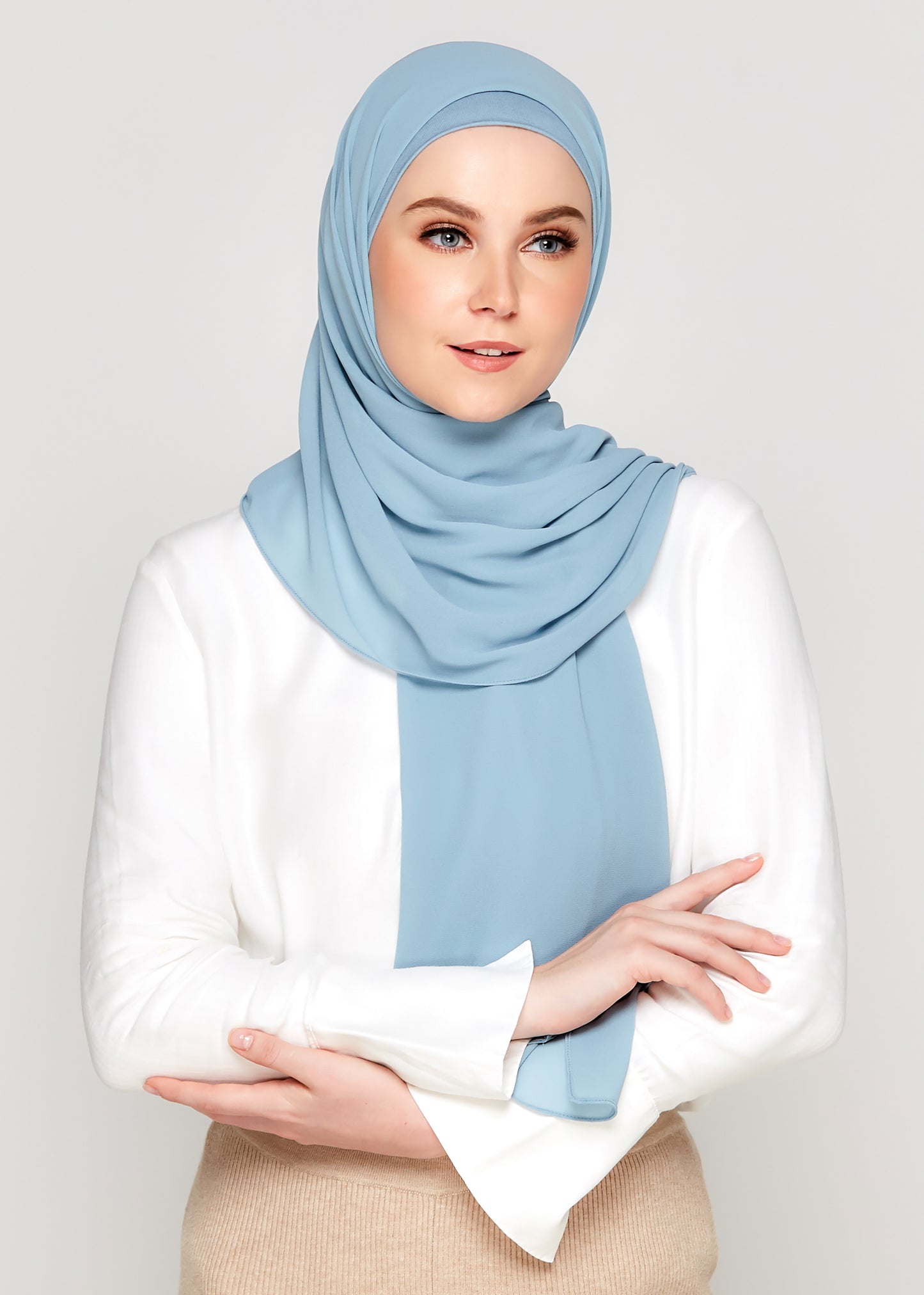 Tie-Back Chiffon Gabana in Maya Blue
