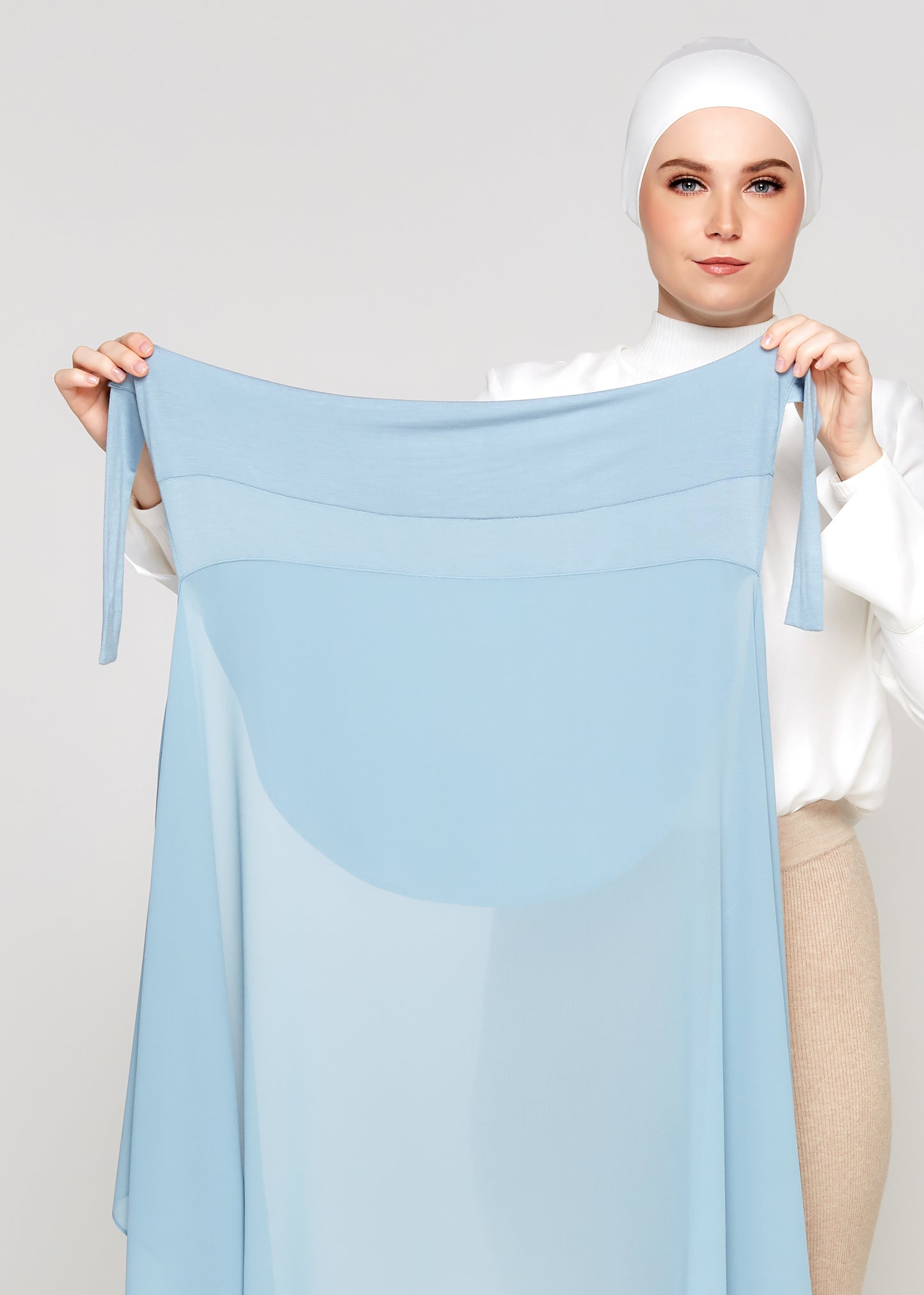 Tie-Back Chiffon Gabana in Maya Blue