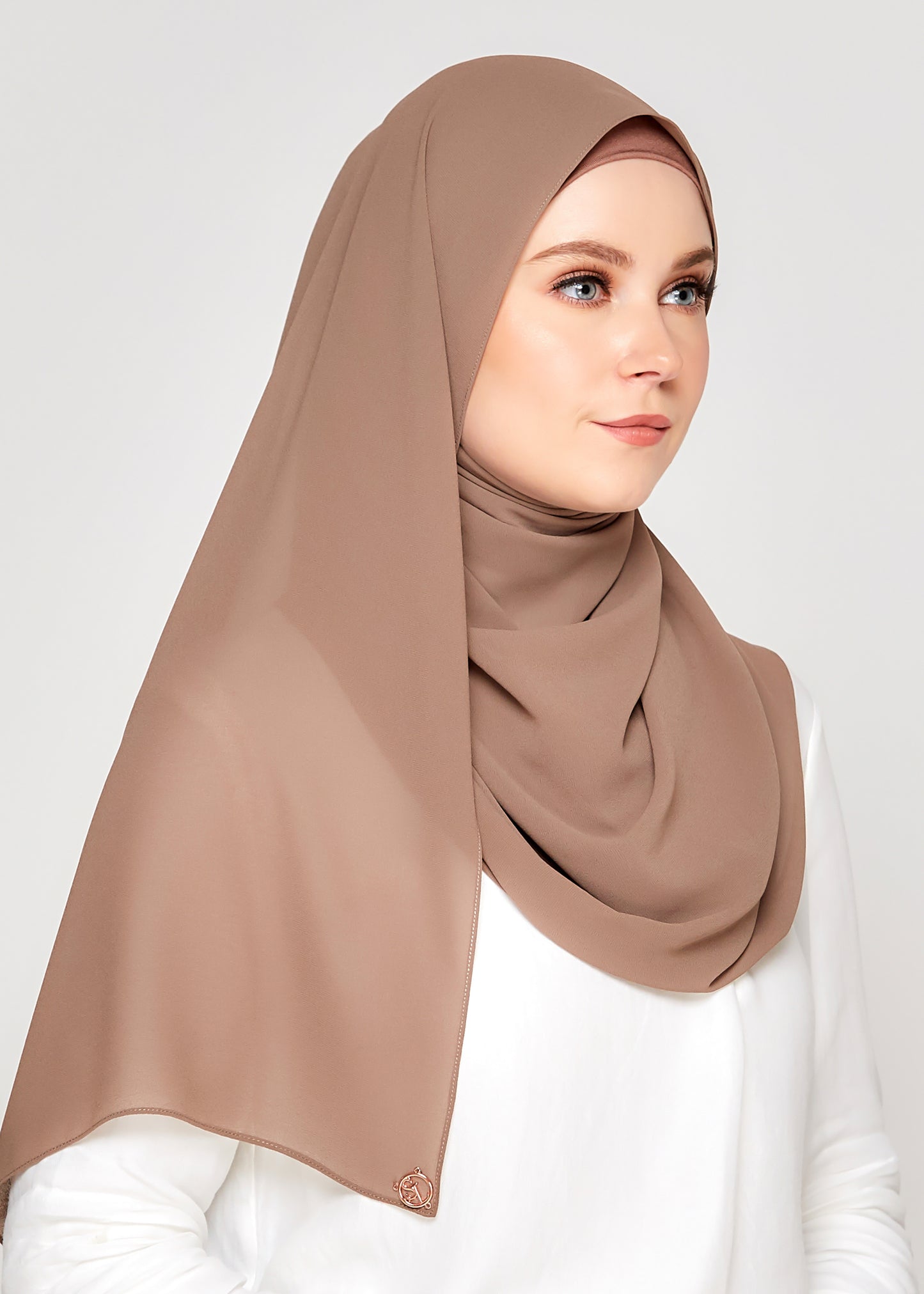 Tie-Back Chiffon Gabana in Mocha Taupe