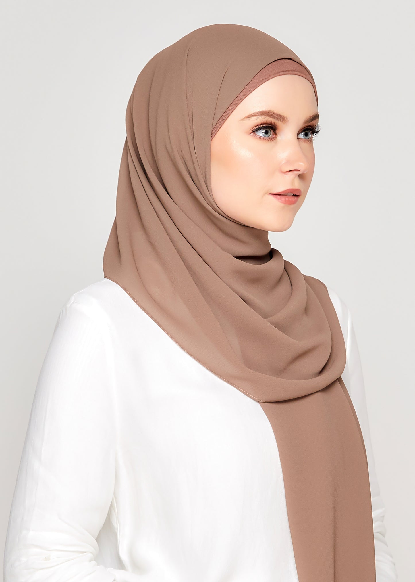 Tie-Back Chiffon Gabana in Mocha Taupe