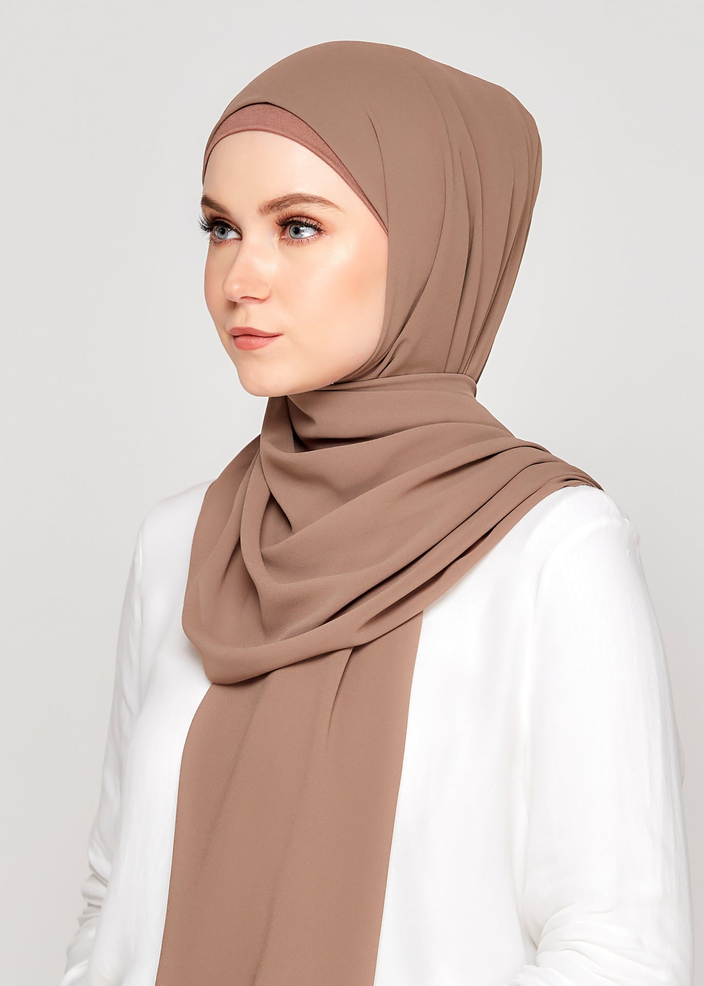 Tie-Back Chiffon Gabana in Mocha Taupe