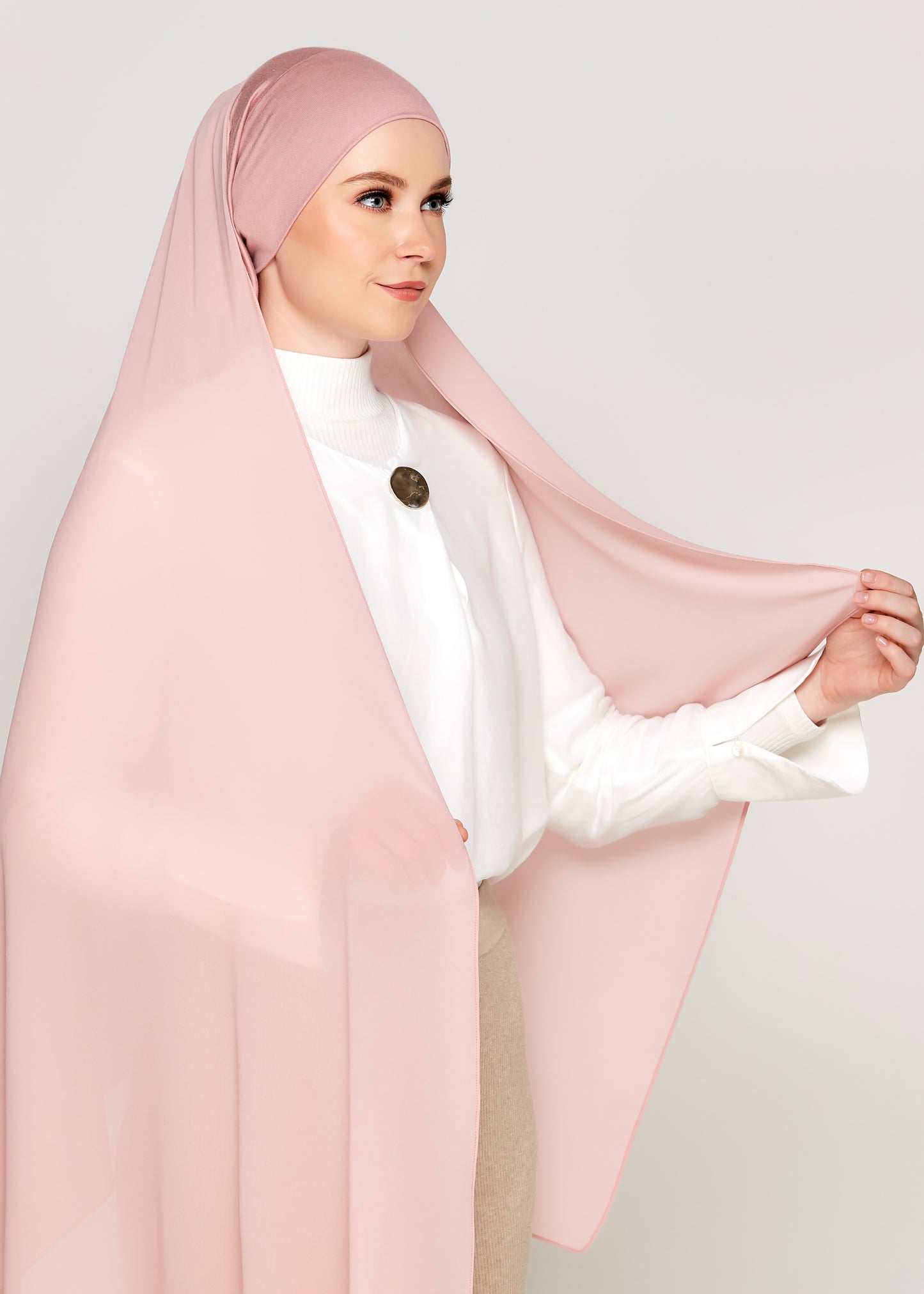Tie-Back Chiffon Gabana in Peony Pink