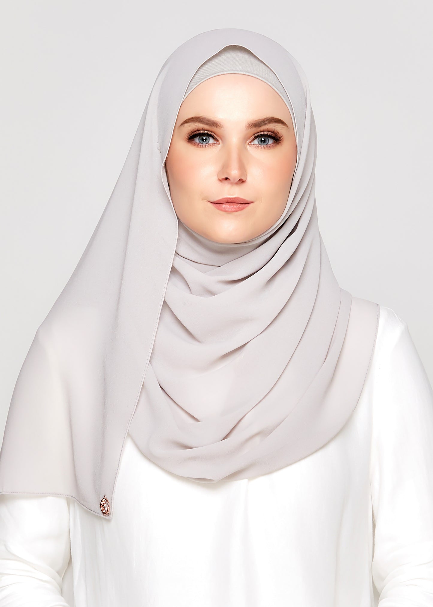 Tie-Back Chiffon Gabana in Platinum Grey