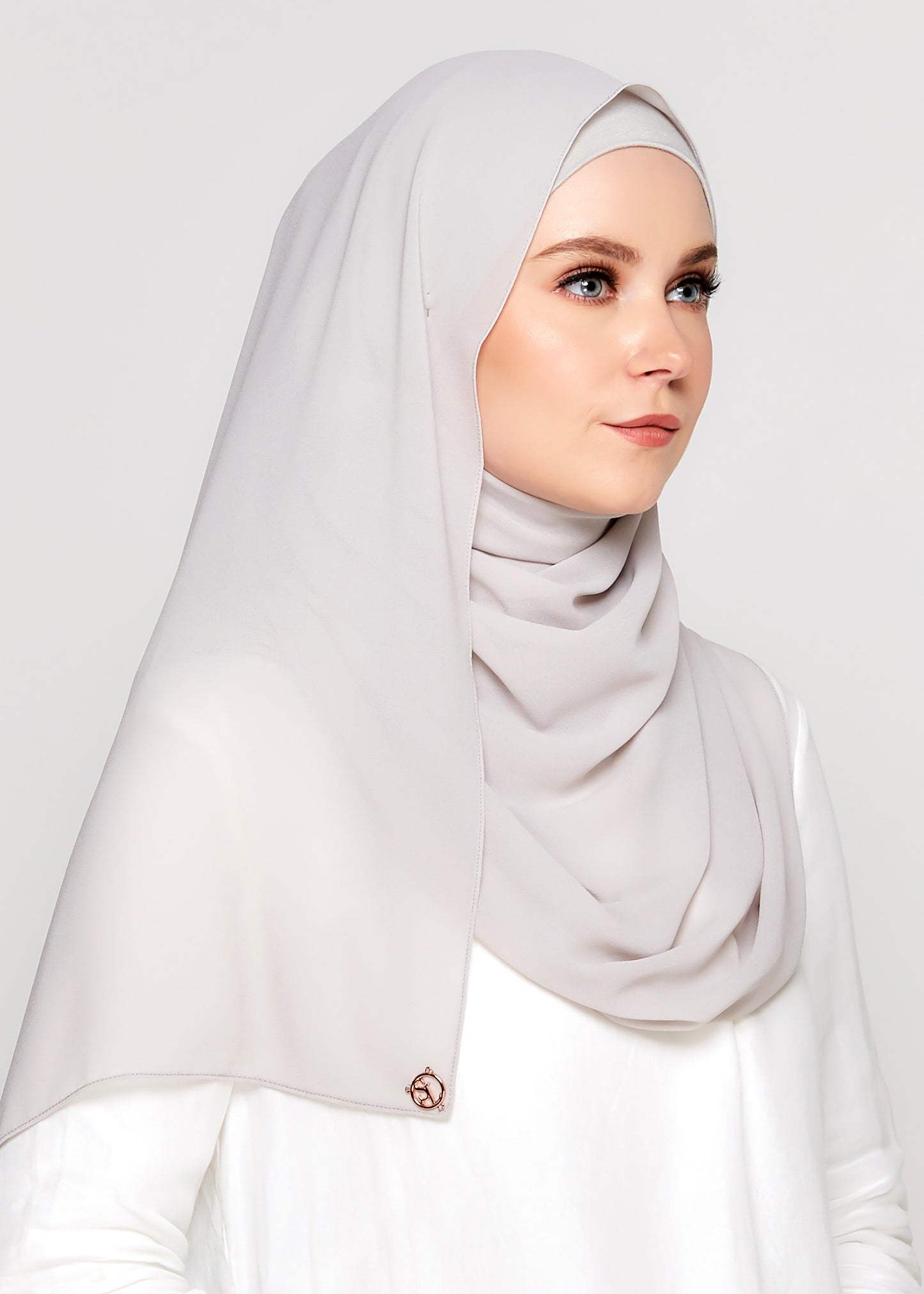 Tie-Back Chiffon Gabana in Platinum Grey