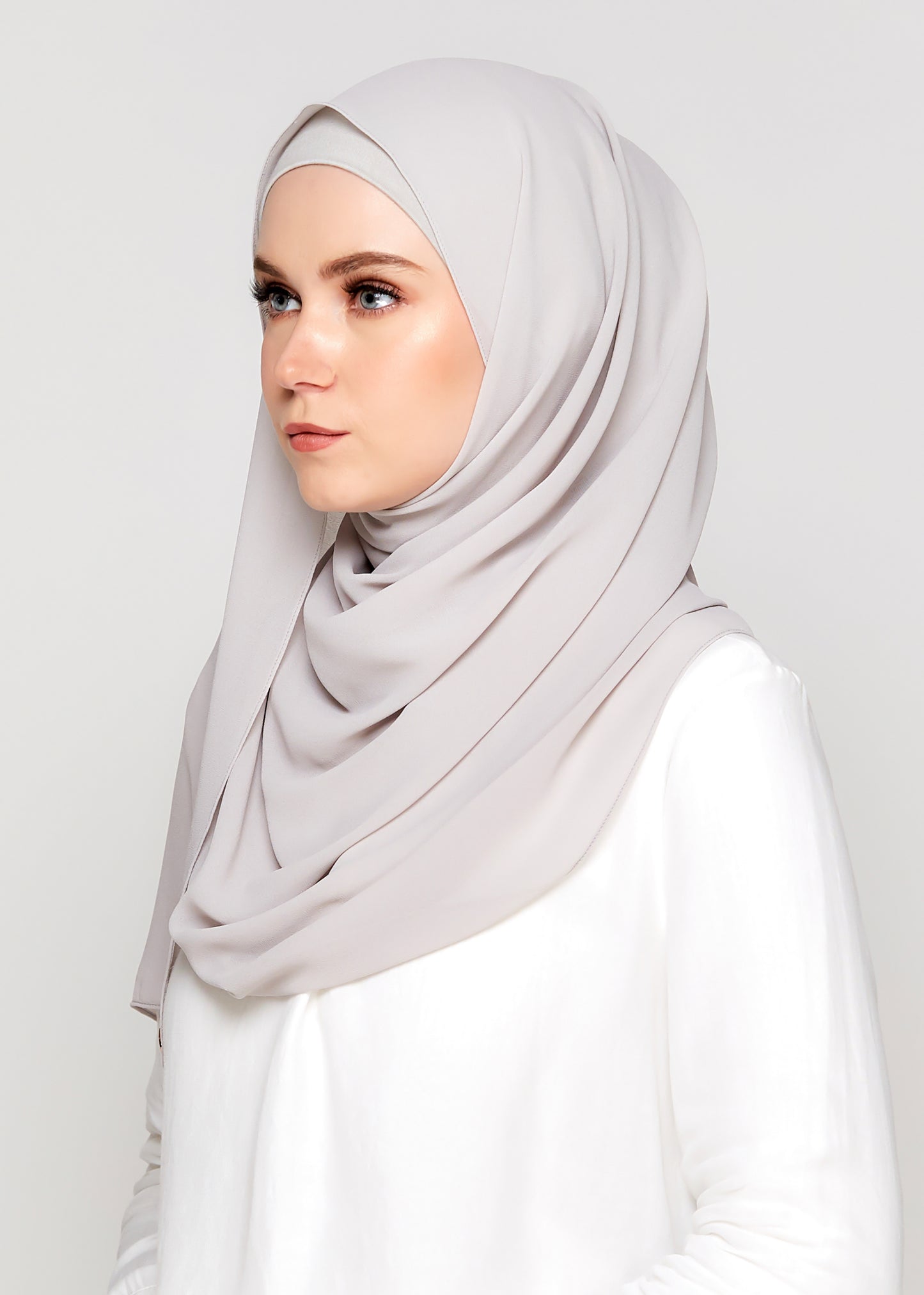 Tie-Back Chiffon Gabana in Platinum Grey