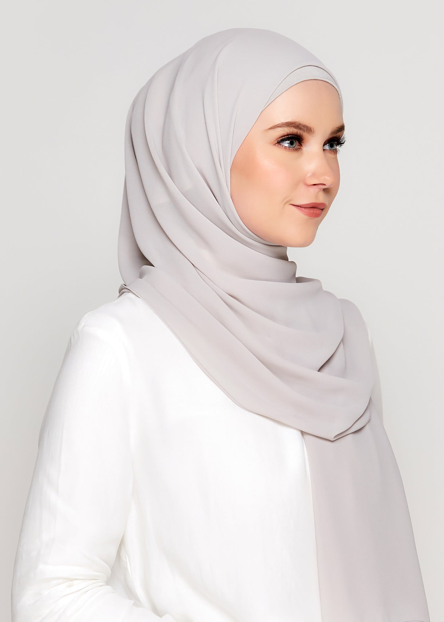 Tie-Back Chiffon Gabana in Platinum Grey