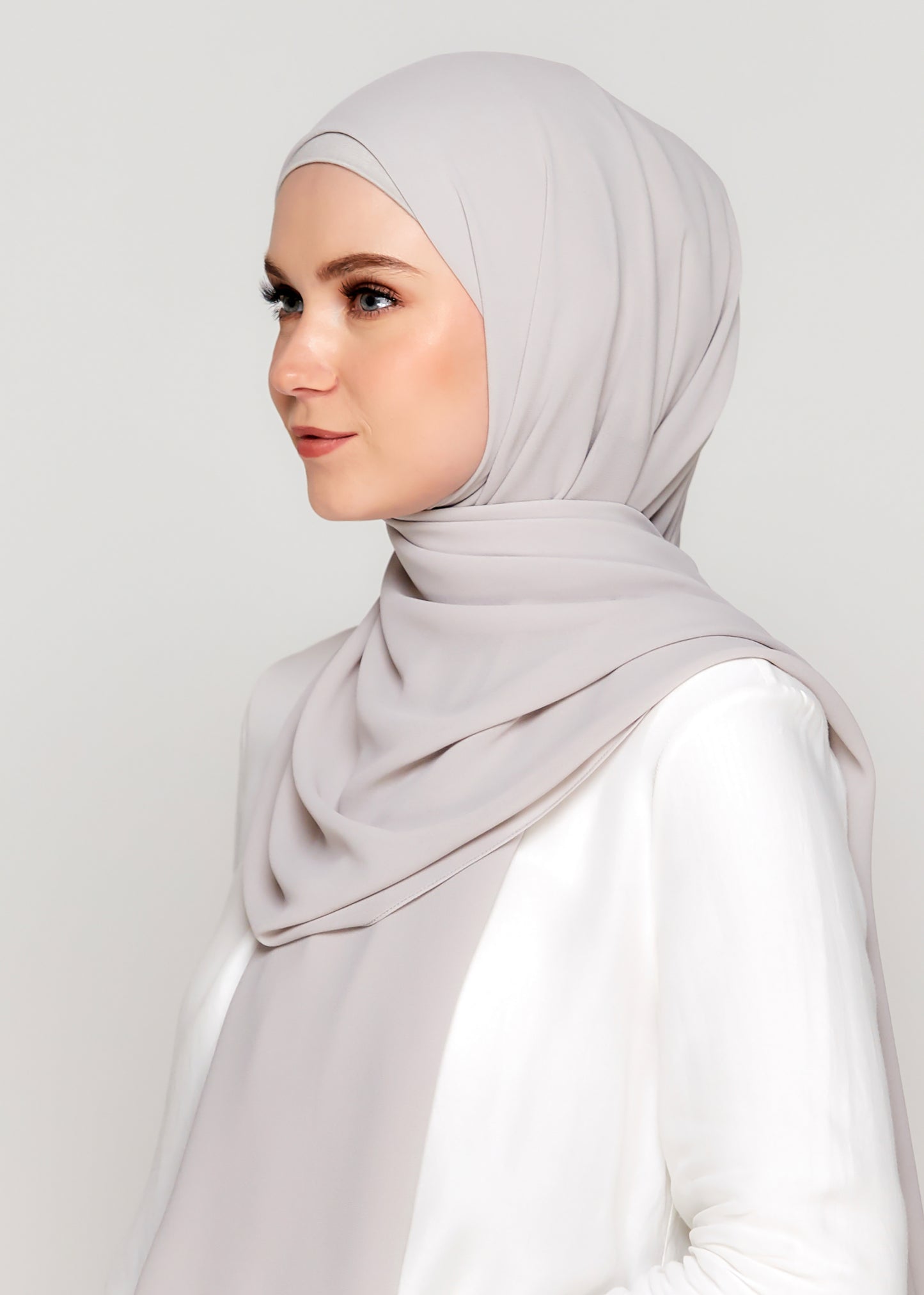 Tie-Back Chiffon Gabana in Platinum Grey