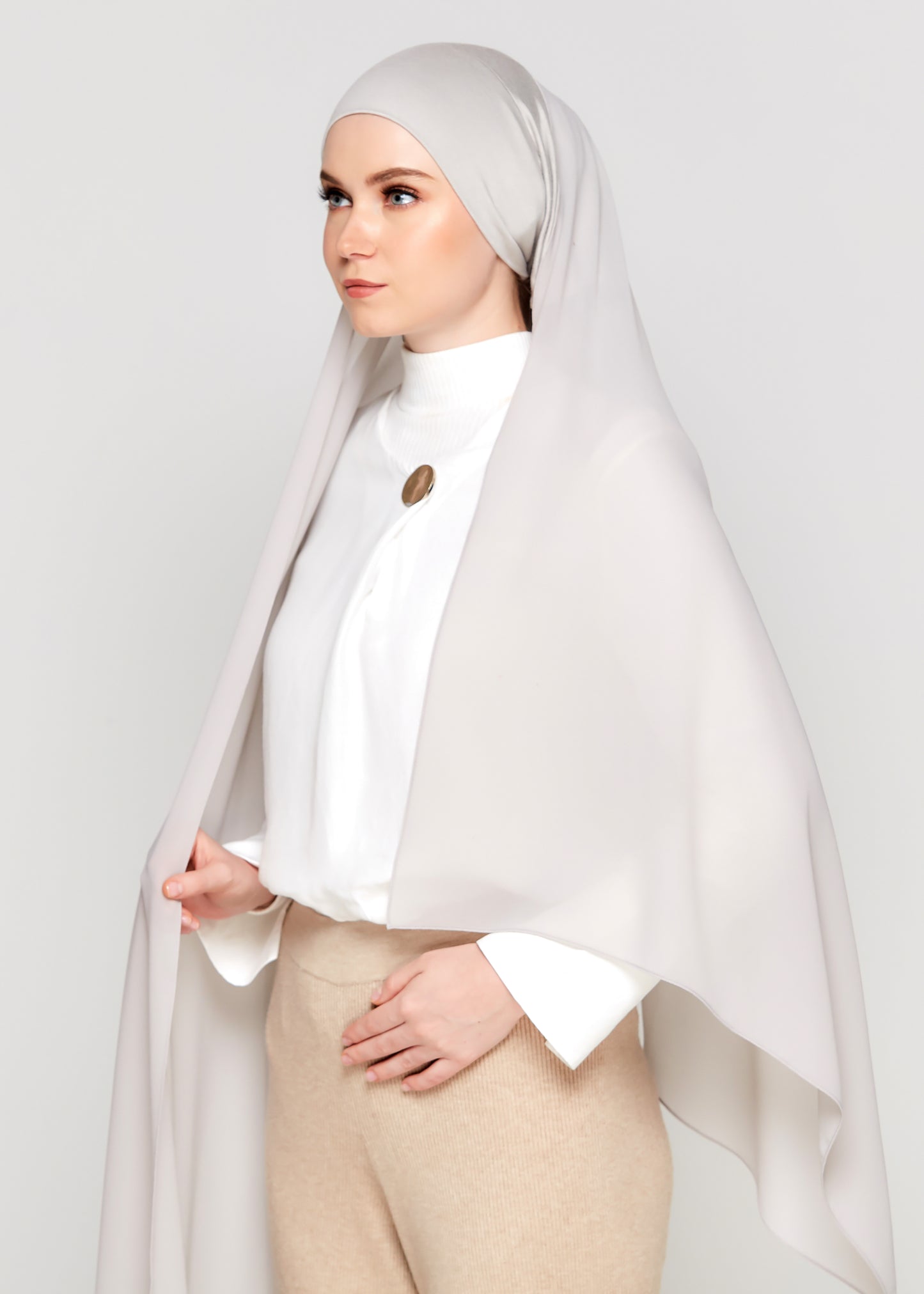 Tie-Back Chiffon Gabana in Platinum Grey