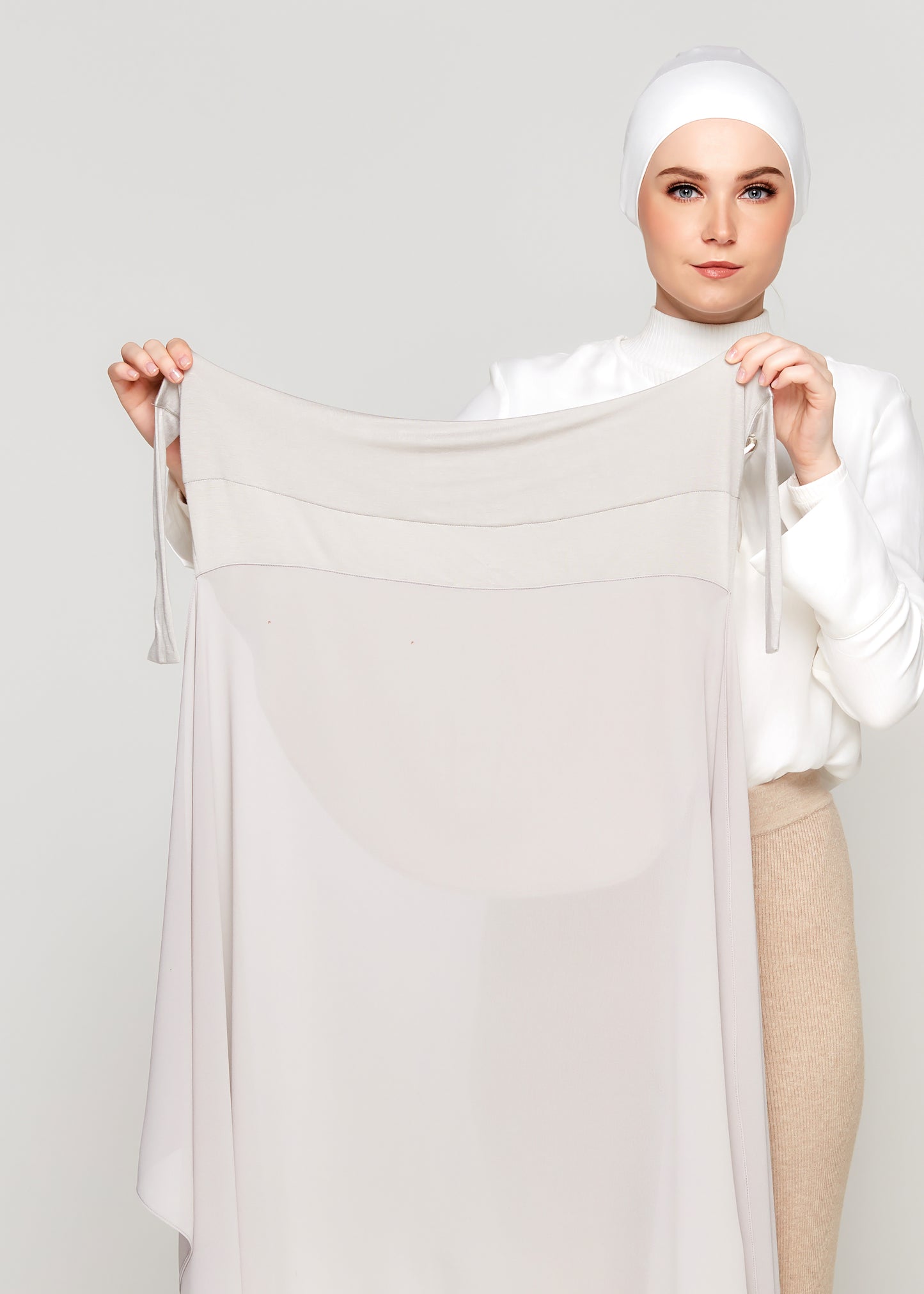 Tie-Back Chiffon Gabana in Platinum Grey