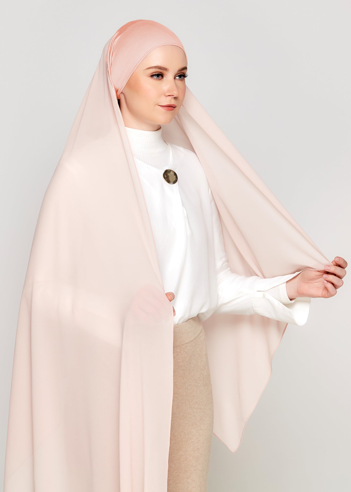 Tie-Back Chiffon Gabana in Rose Quartz