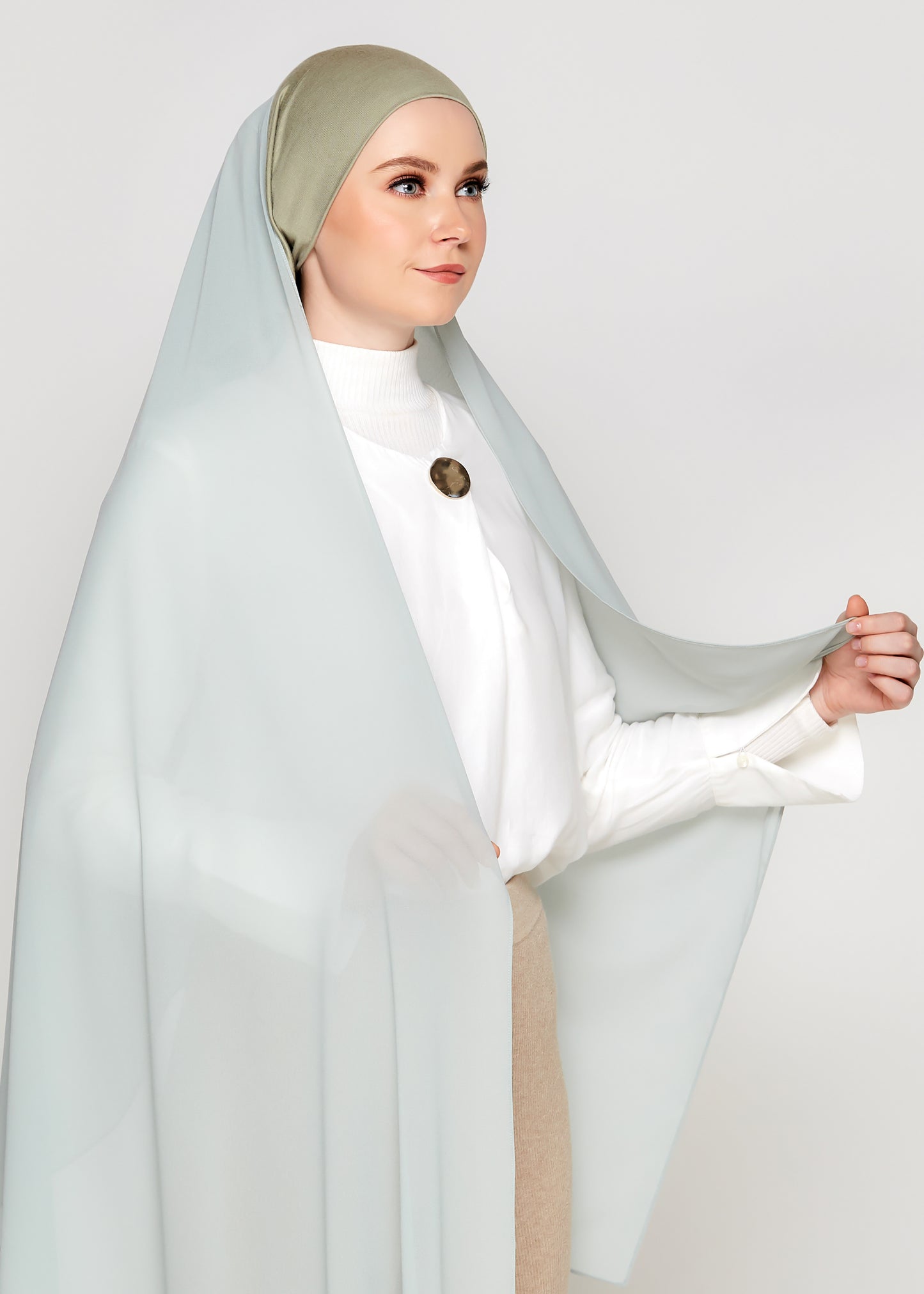 Tie-Back Chiffon Gabana in Seagrass