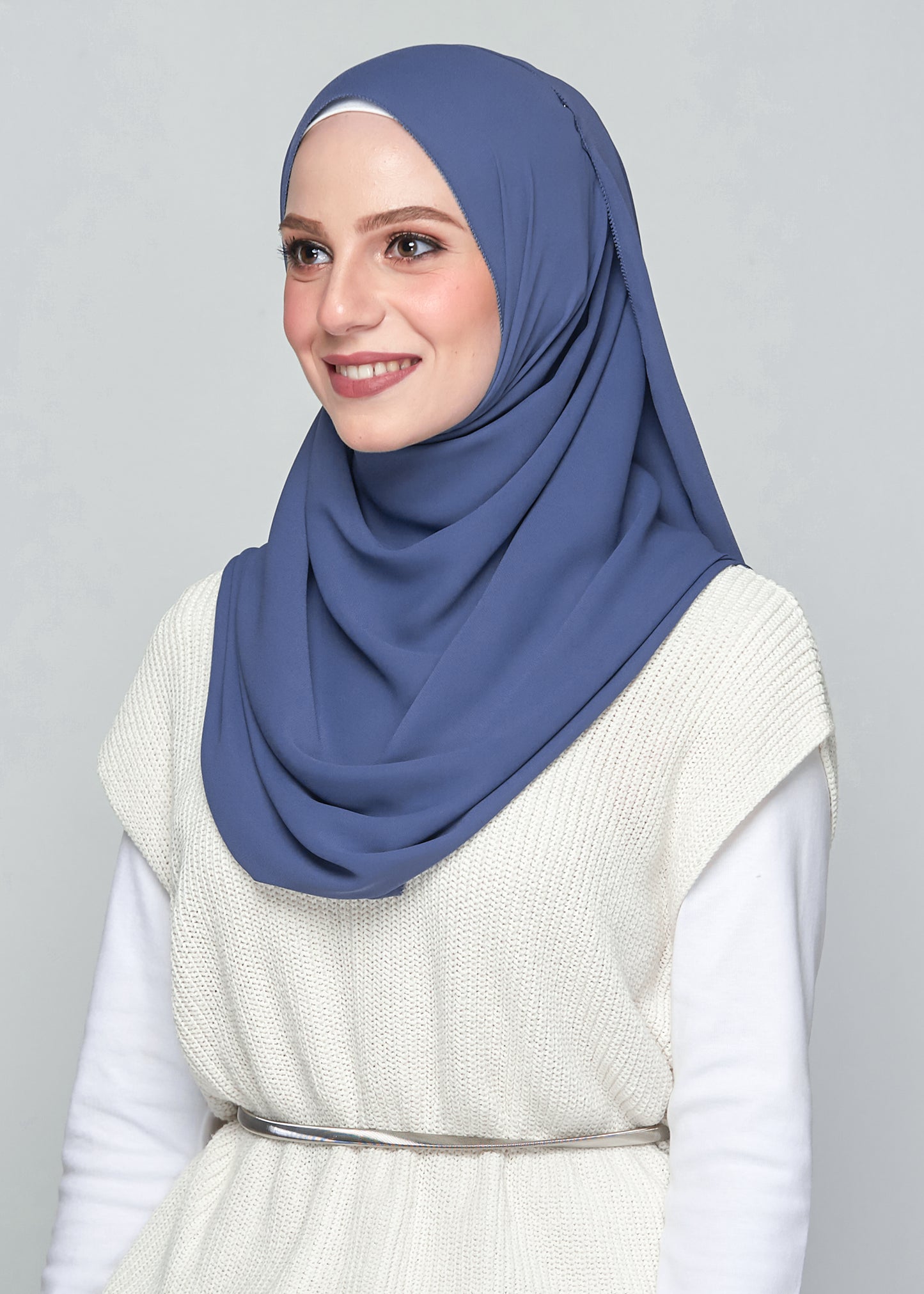 Premium Chiffon in Airforce Blue (Eyelash Hem)