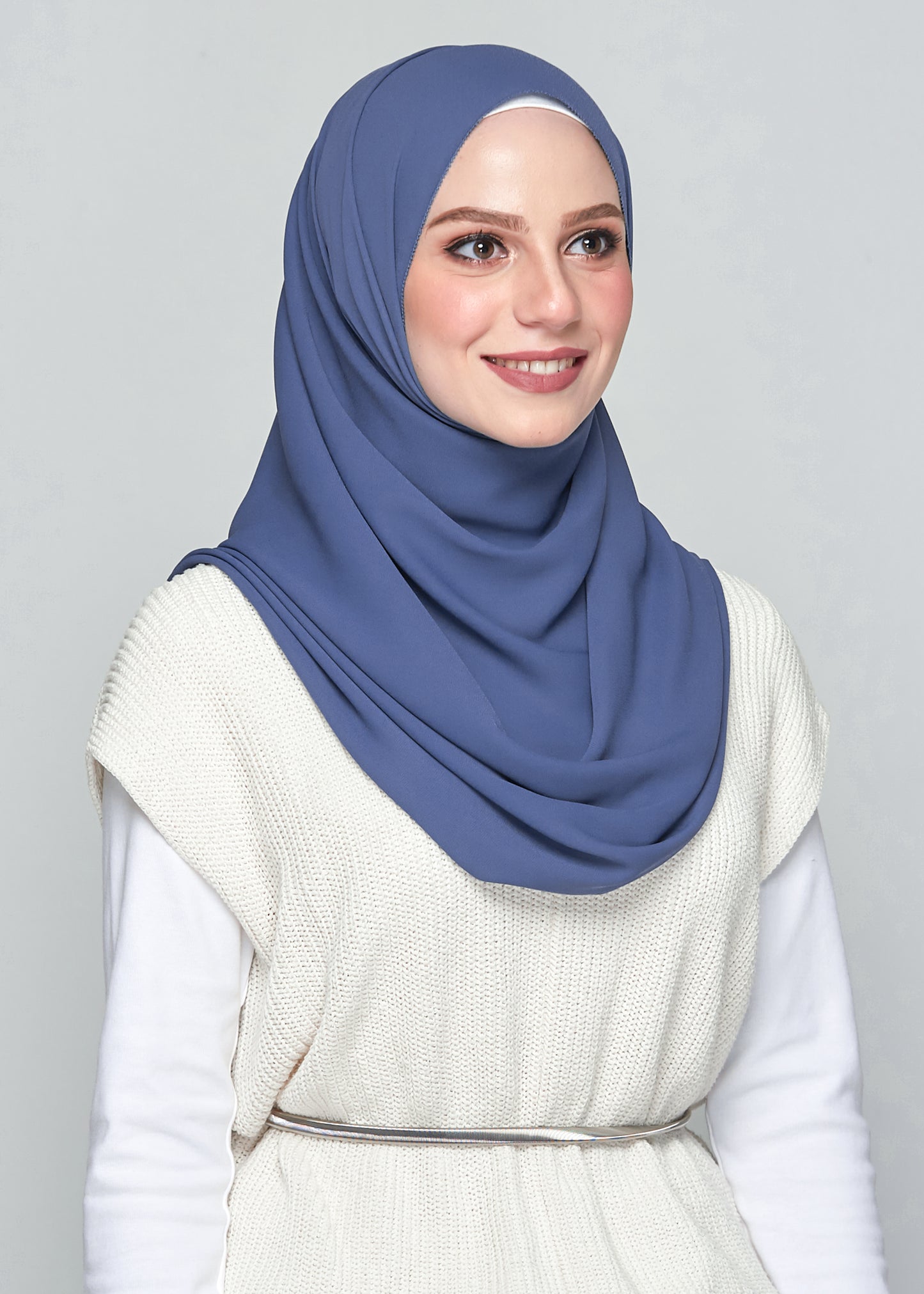 Premium Chiffon in Airforce Blue (Eyelash Hem)