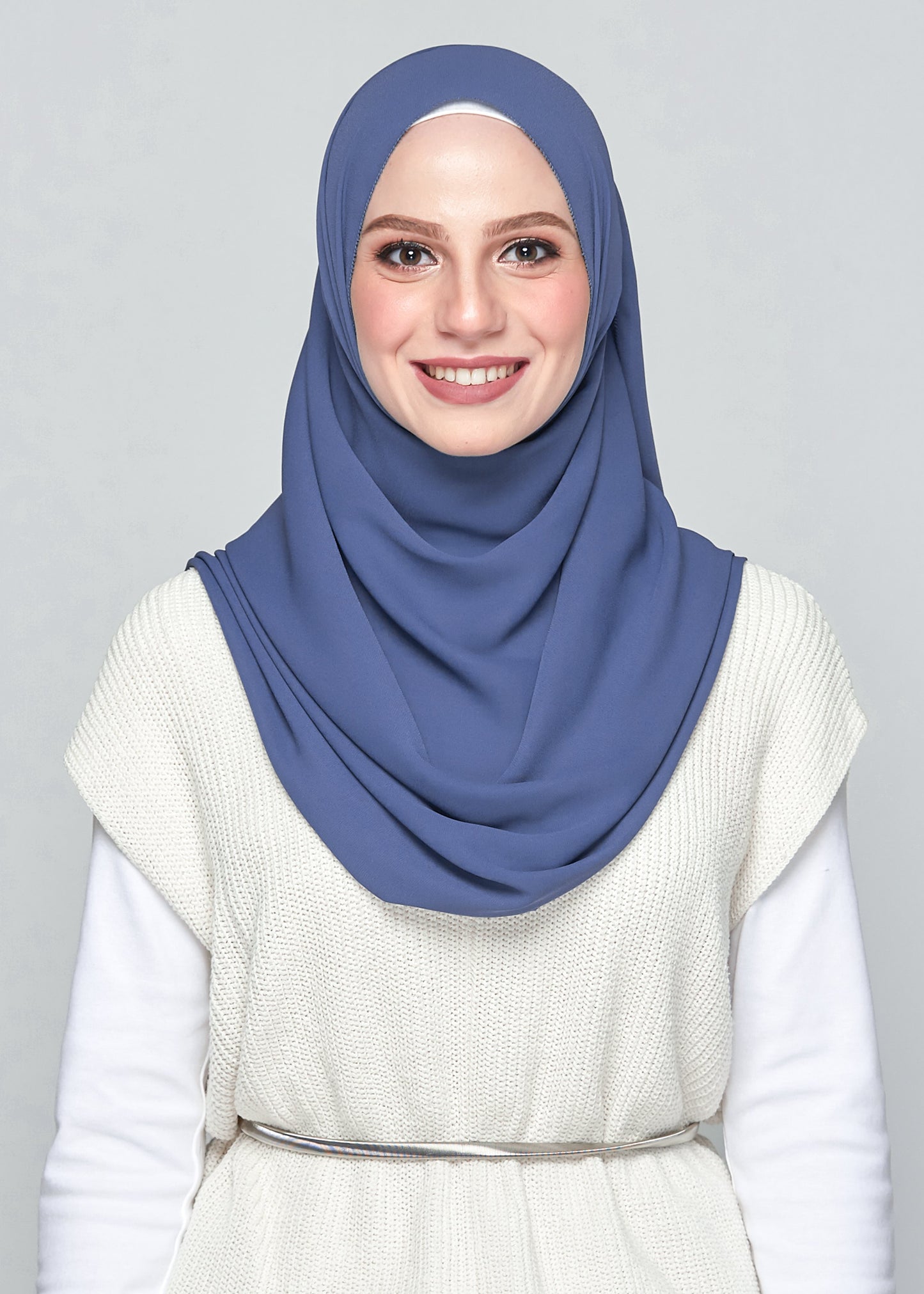 Premium Chiffon in Airforce Blue (Eyelash Hem)