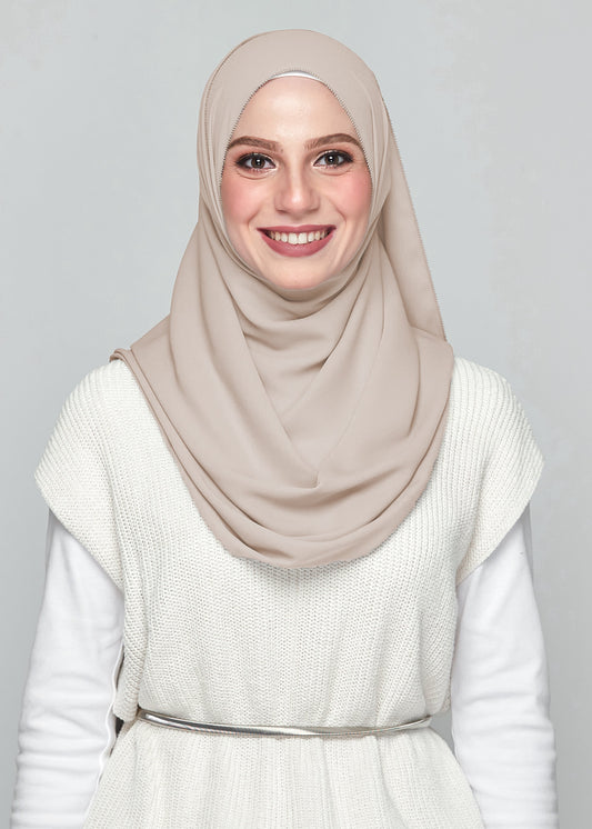 Premium Chiffon in Light Taupe (Eyelash Hem)