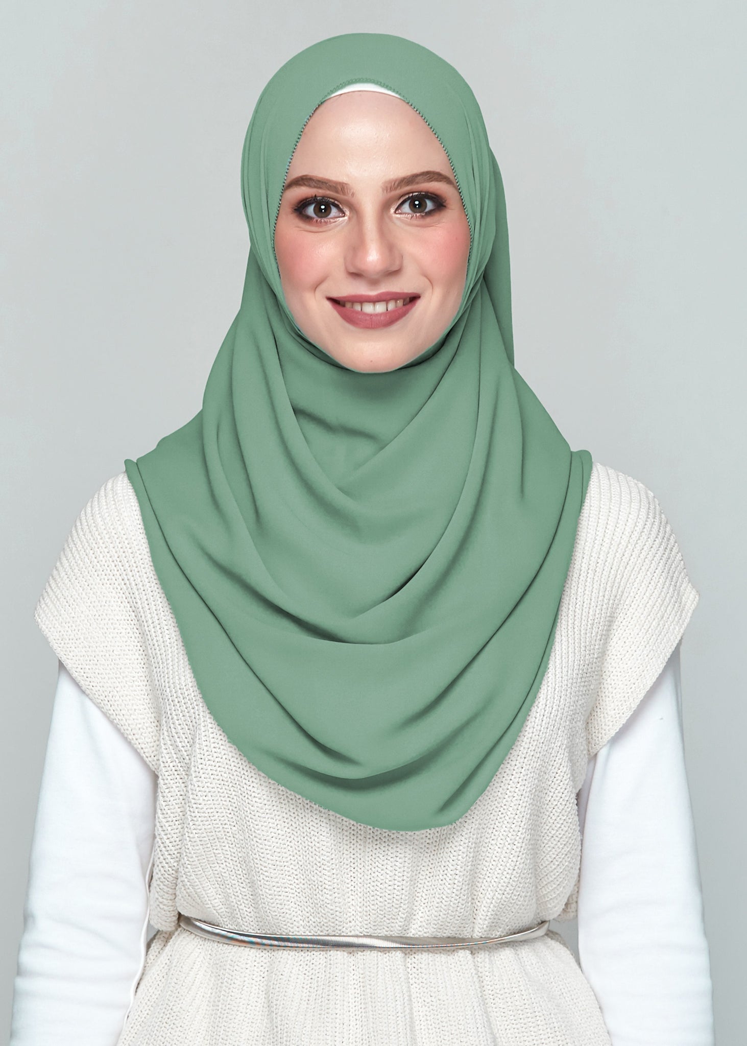 Pashmina Shawl Eyelash Chiffon Premium Chiffon In Palace Green