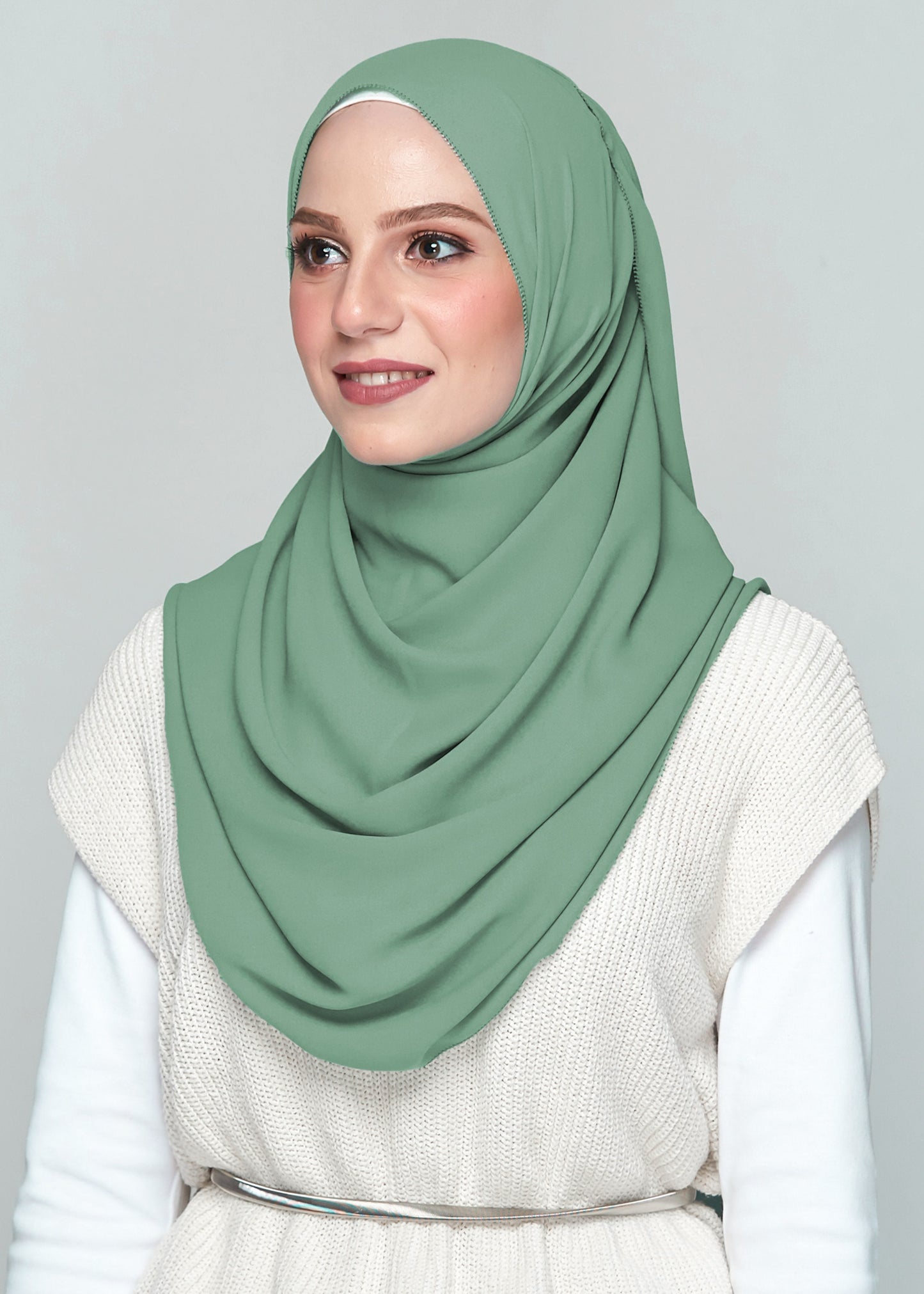 Premium Chiffon in Palace Green (Eyelash Hem)