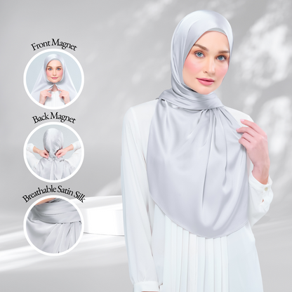 [As-Is] Instant Tag n' Go Shawl l Satin Silk in Silver