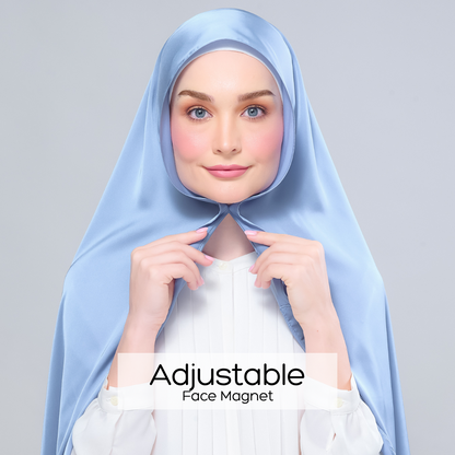 [As-Is] Instant Tag n' Go Shawl l Satin Silk in Dusty Blue 2.0