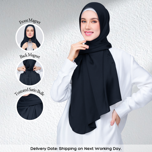 Instant Tag n' Go Shawl | Satin Bulle in Pitch Black