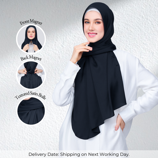 Instant Tag n' Go Shawl | Satin Bulle in Pitch Black