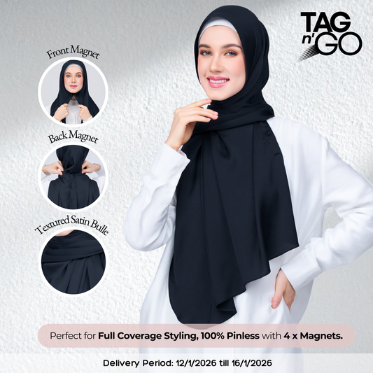Instant Tag n' Go Shawl | Satin Bulle in Pitch Black