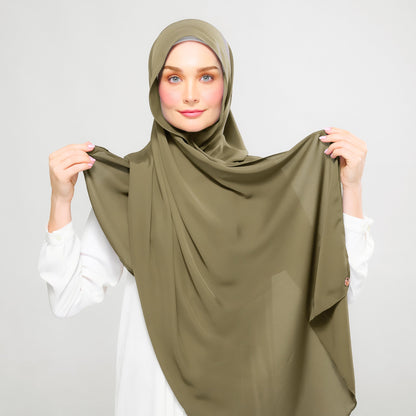 [As-Is] Instant Tag n' Go Shawl l Chiffon Silk in Olive