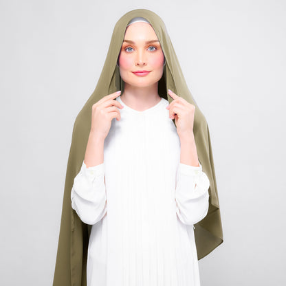 [As-Is] Instant Tag n' Go Shawl l Chiffon Silk in Olive