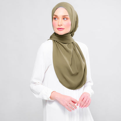 [As-Is] Instant Tag n' Go Shawl l Chiffon Silk in Olive