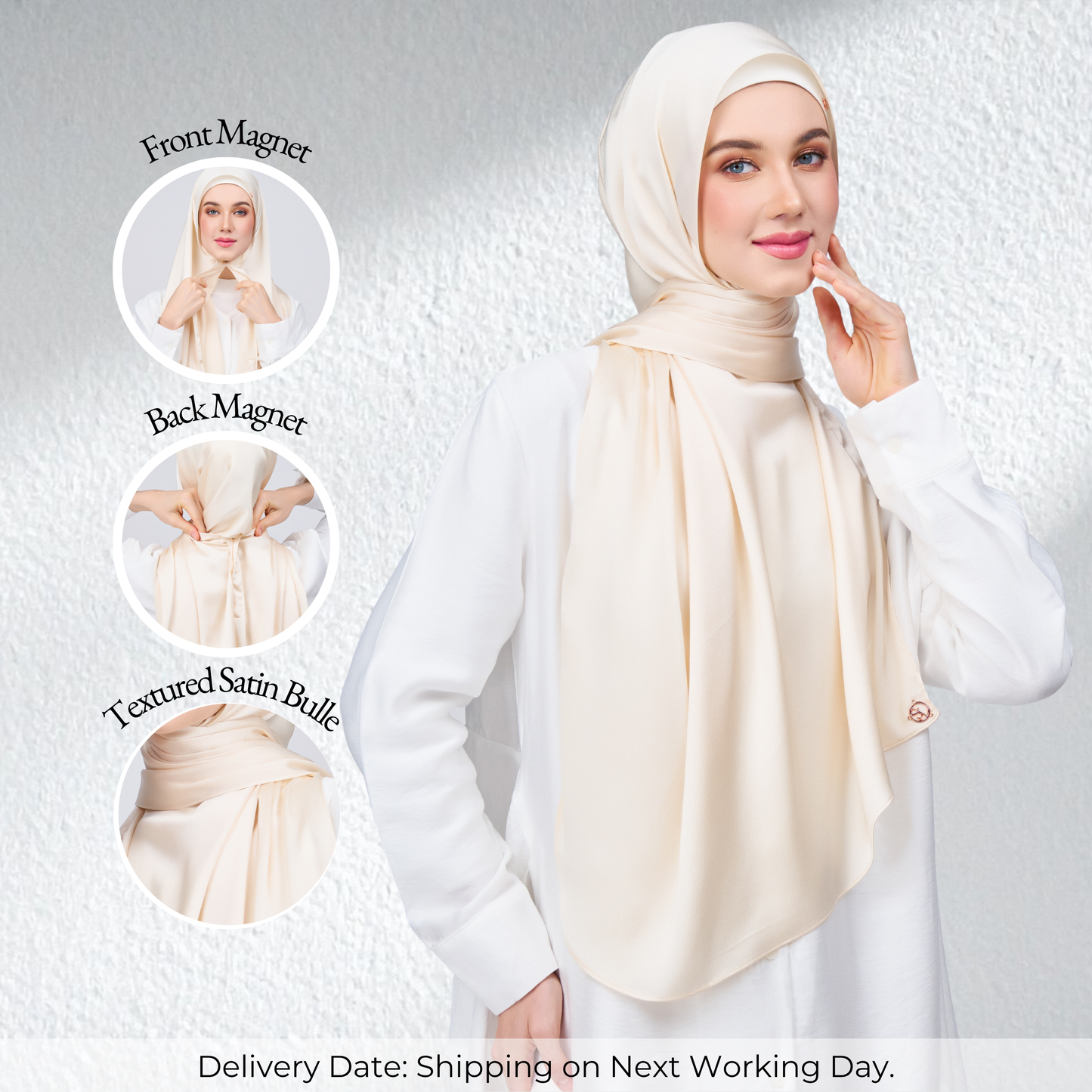 Instant Tag n' Go Shawl | Satin Bulle in Bridal Cream