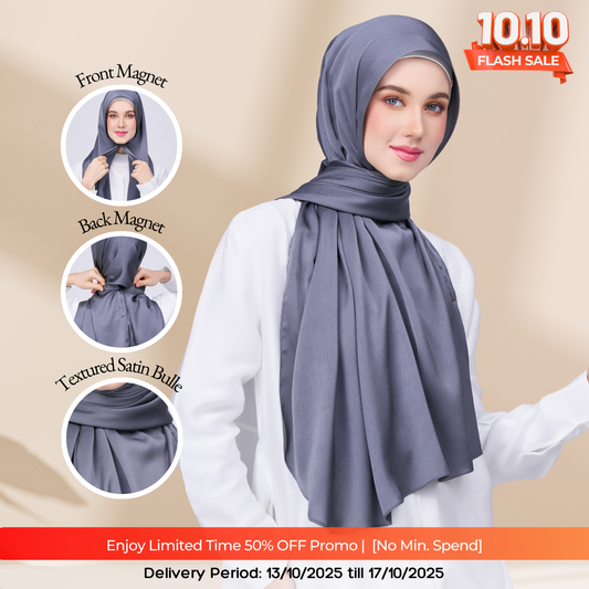 Instant Tag n' Go Shawl | Satin Bulle in Ebony Grey