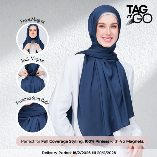 Instant Tag n' Go Shawl | Satin Bulle in Midnight Blue