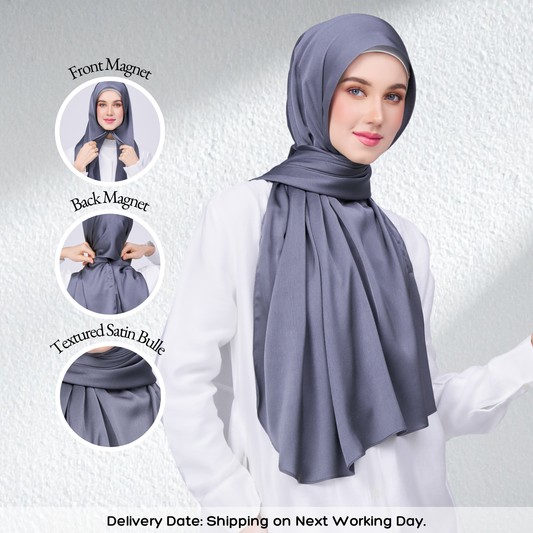 Instant Tag n' Go Shawl | Satin Bulle in Ebony Grey