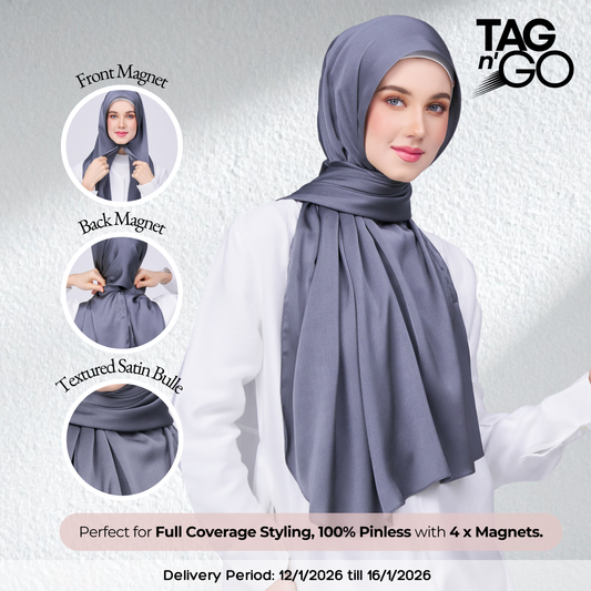 Instant Tag n' Go Shawl | Satin Bulle in Ebony Grey