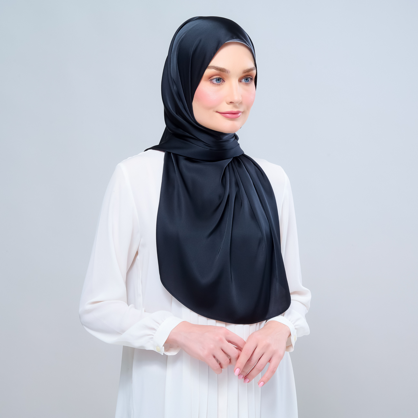 Instant Tag n' Go Shawl | Satin Silk in Pitch Black