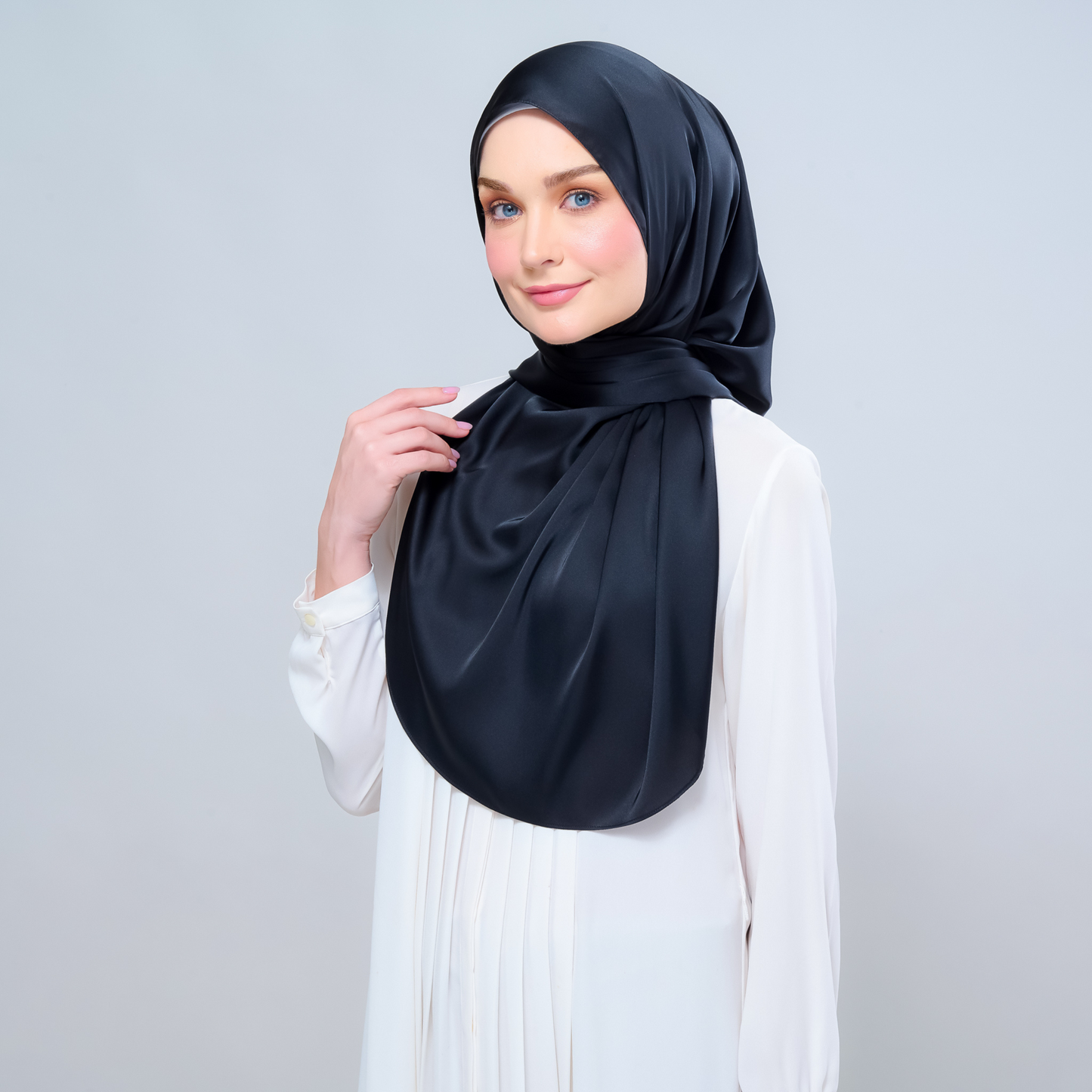 Instant Tag n' Go Shawl | Satin Silk in Pitch Black