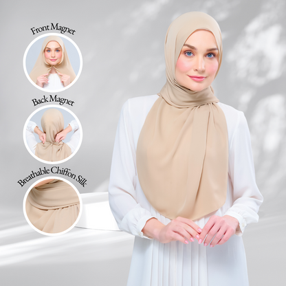 [As-Is] Instant Tag n' Go Shawl l Chiffon Silk in Latte
